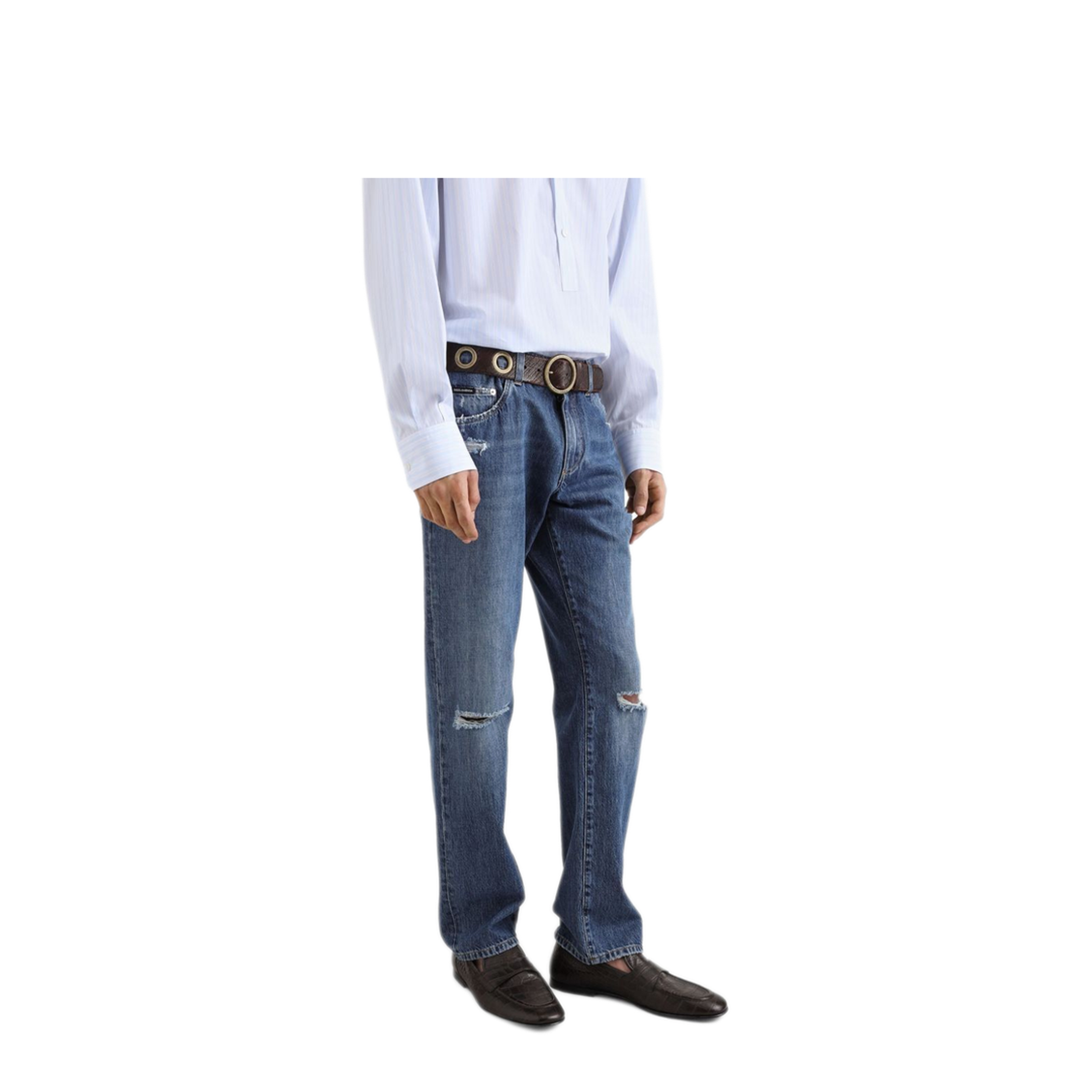 Classic Cotton Jeans with Tag with Abrasions - Image 2