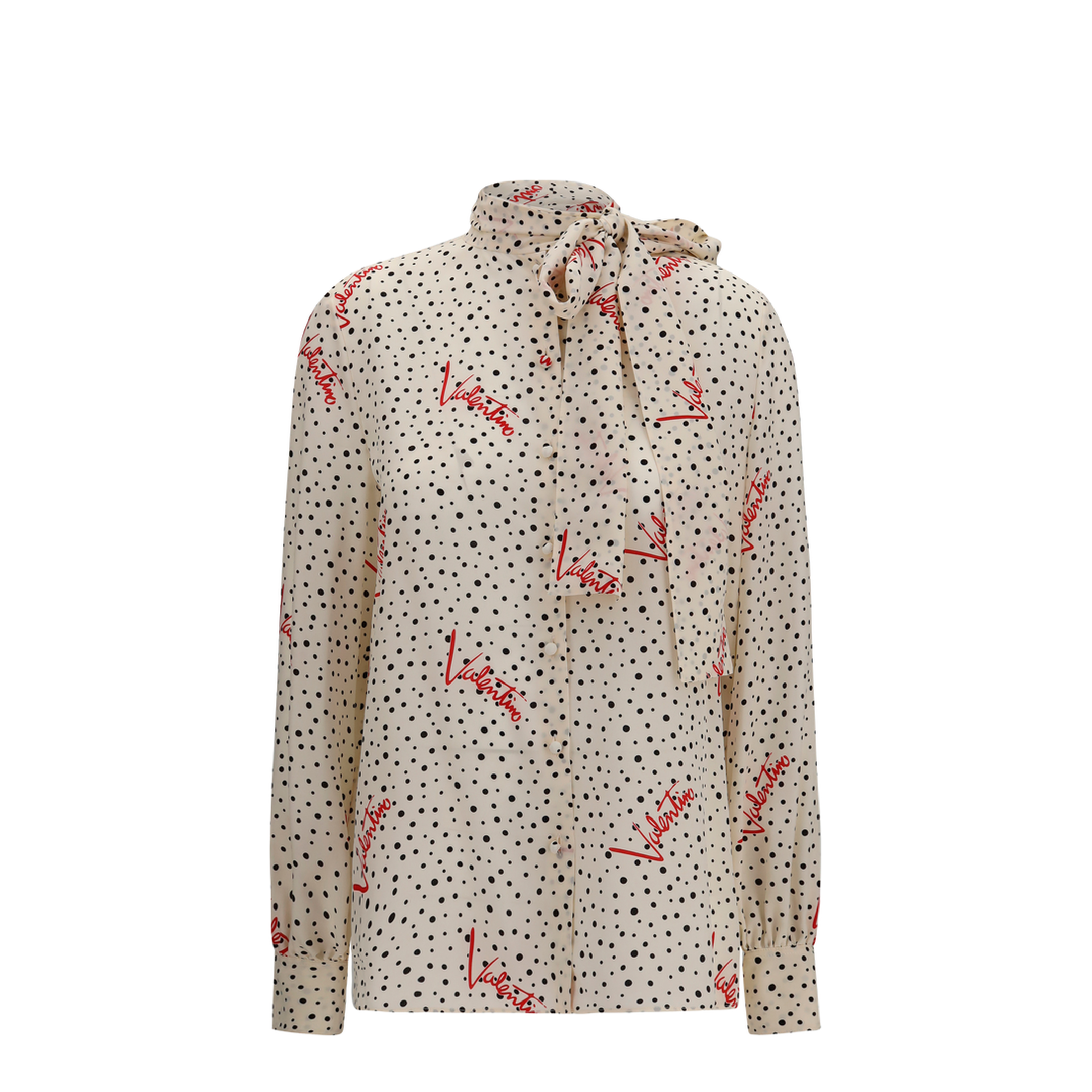 Crepe de Chine Bow-Neck Shirt - Image 1