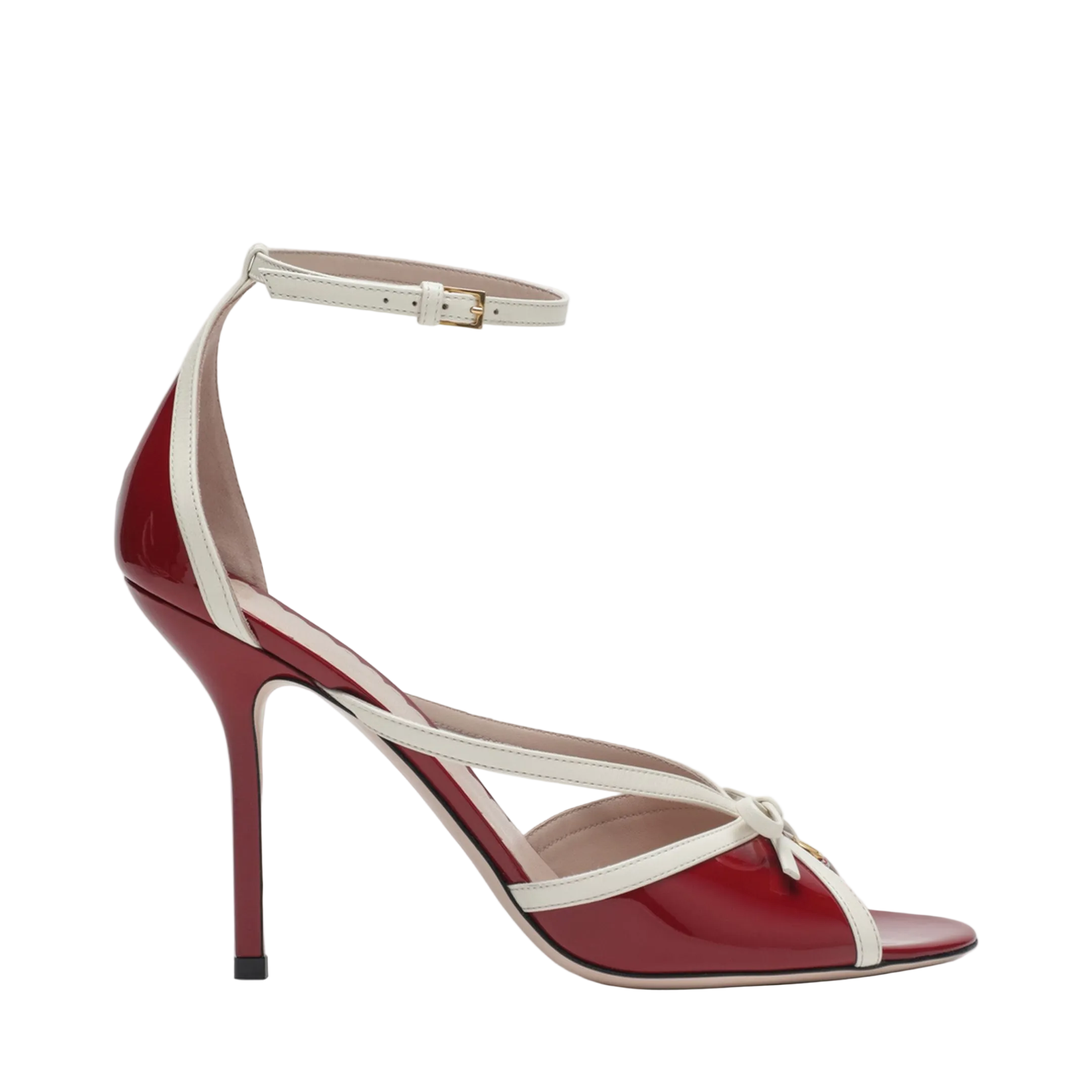 Bepointy Sandal Red/Ivory in Patent Leather and Kidskin - Image 1