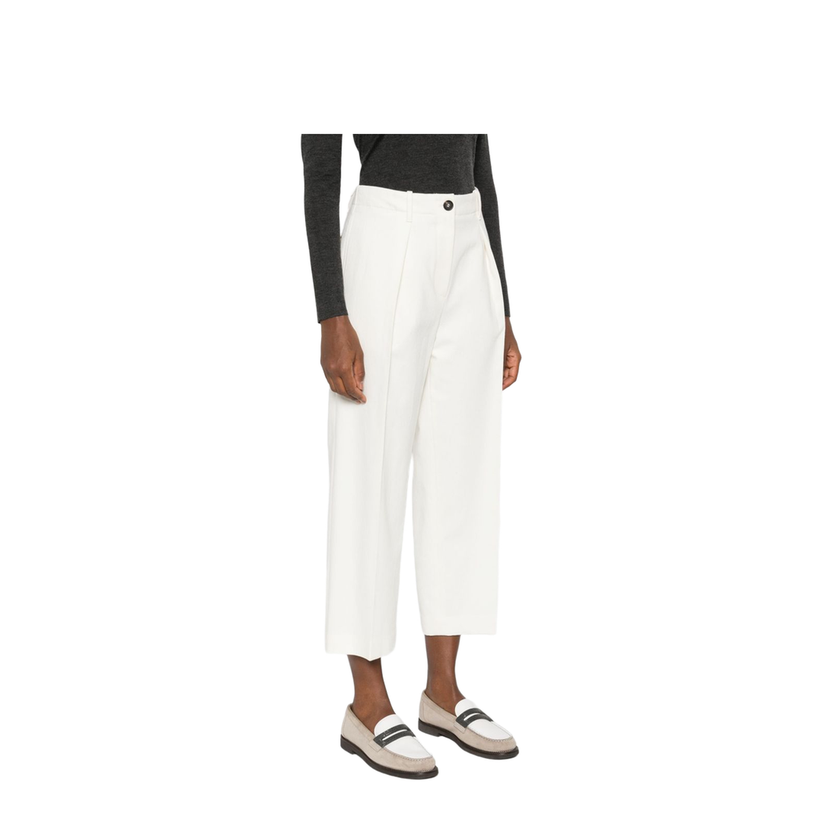 Cropped Cotton Trousers - Image 5
