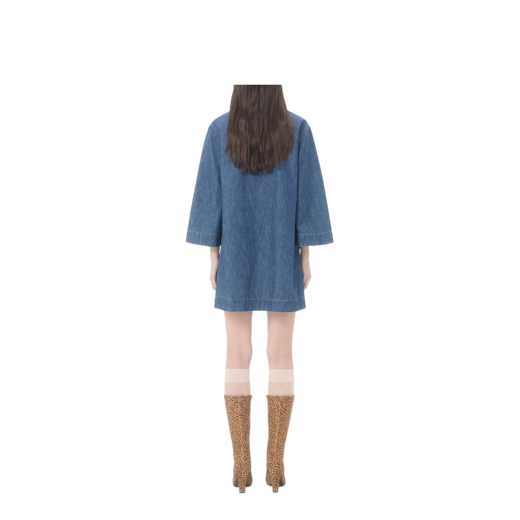 V-Neck Denim Minidress - Image 3
