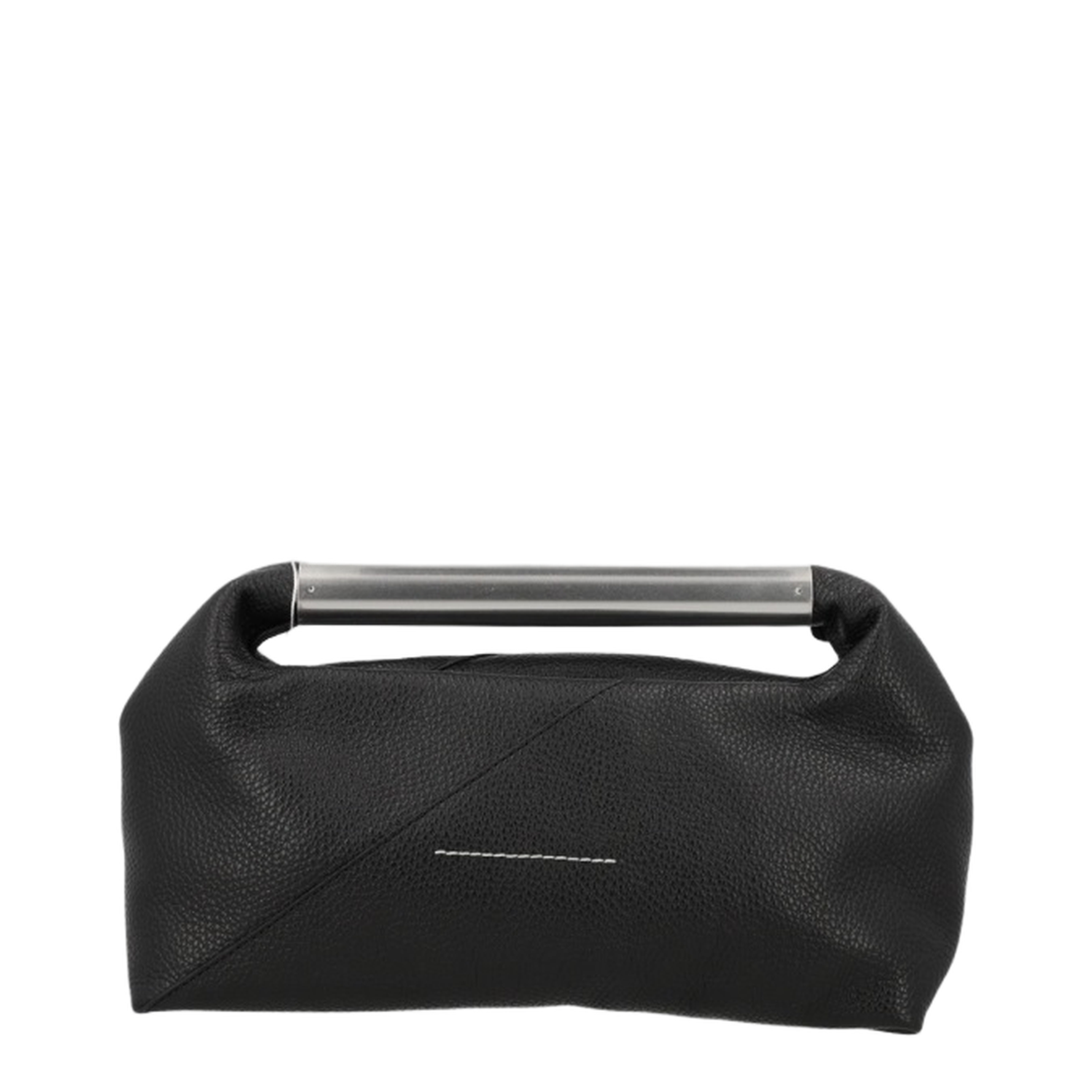 Japanese Jewel Handle Handbag In Grained Calf Leather, Black - Image 2