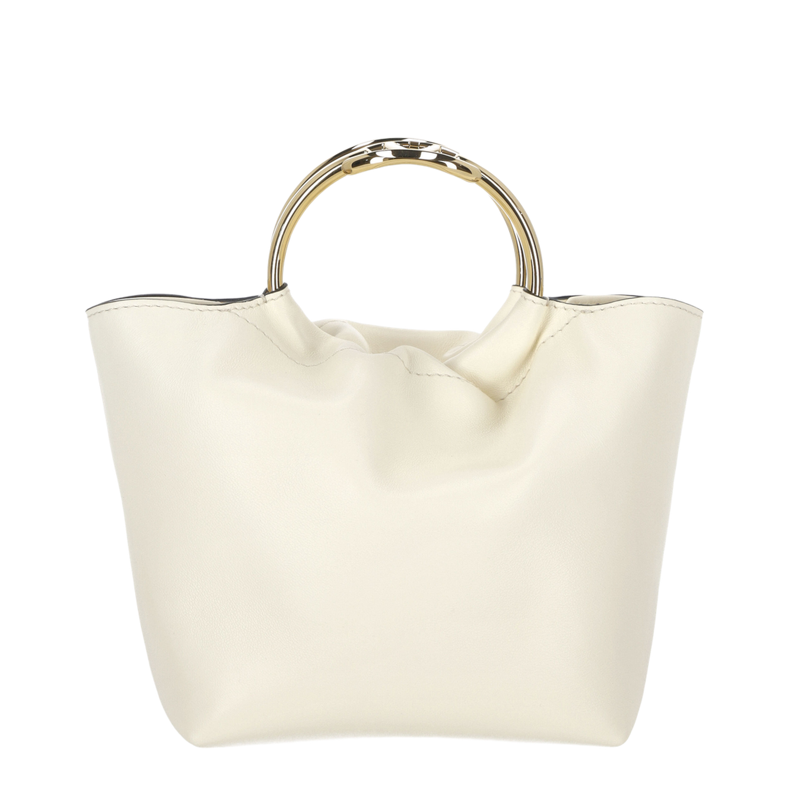 Ivory Leather Bucket Bag - Image 2