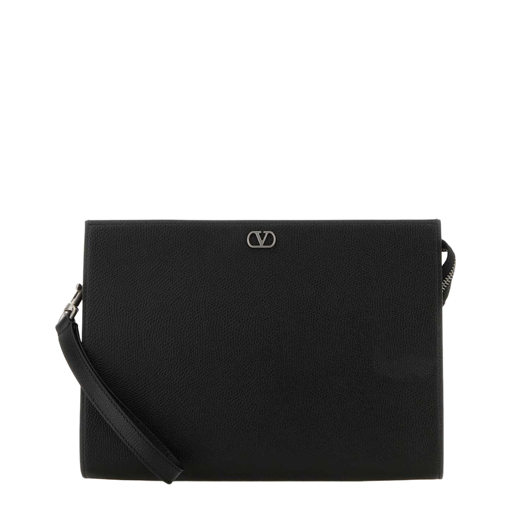 VLogo Signature Grainy Calfskin Pouch - Black - Image 5