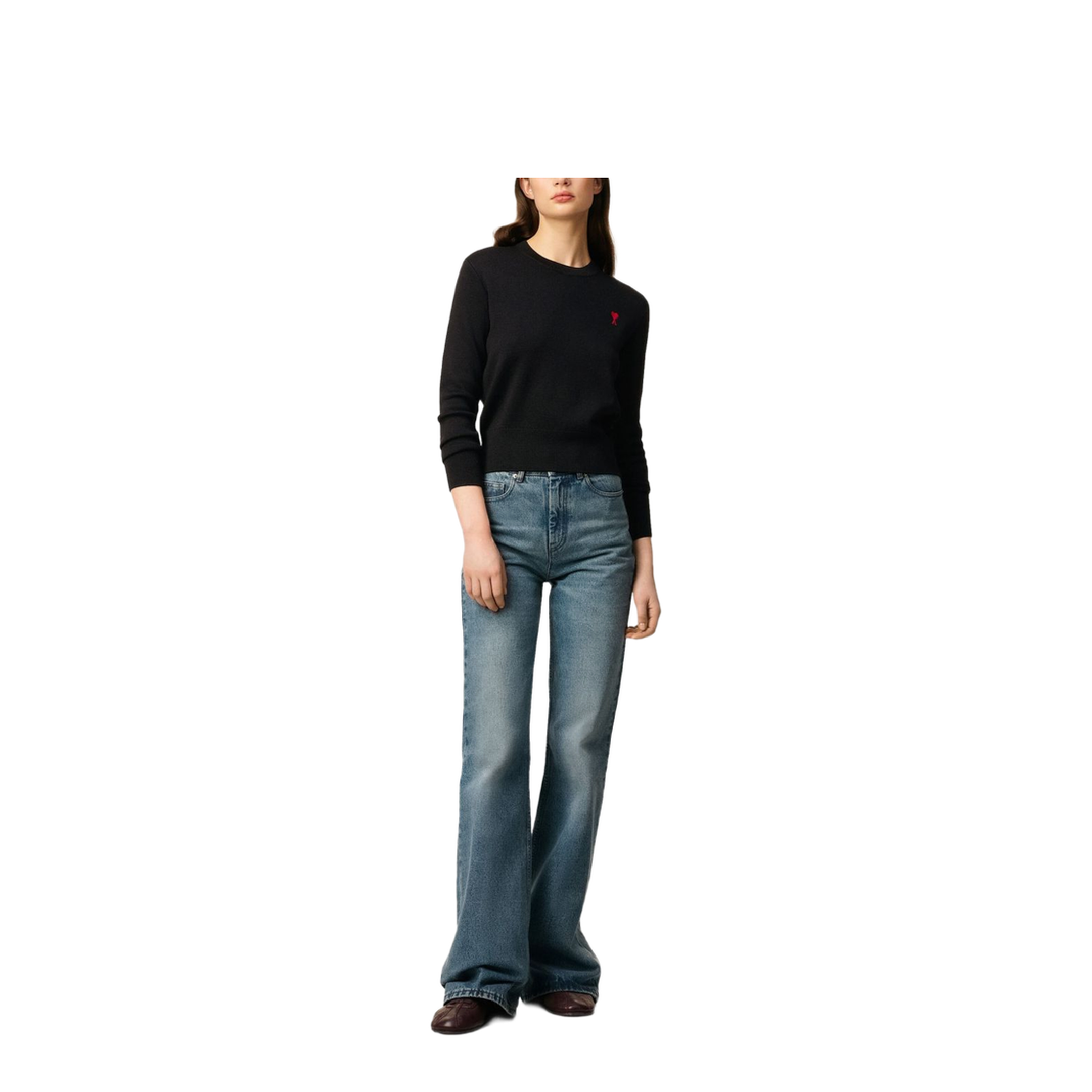 Black Wool Crewneck Sweater - Image 2