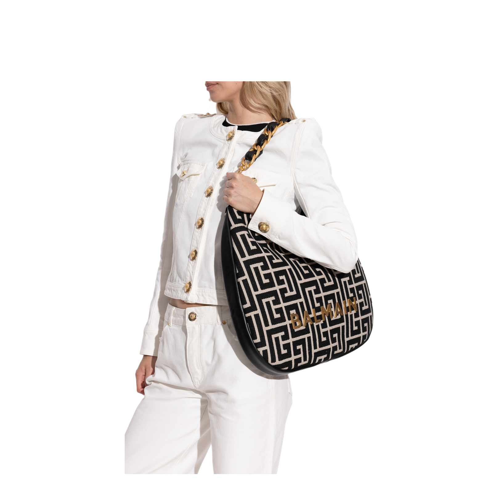 1945 Soft Hobo Large Monogrammed Jacquard Tote Bag - Image 2