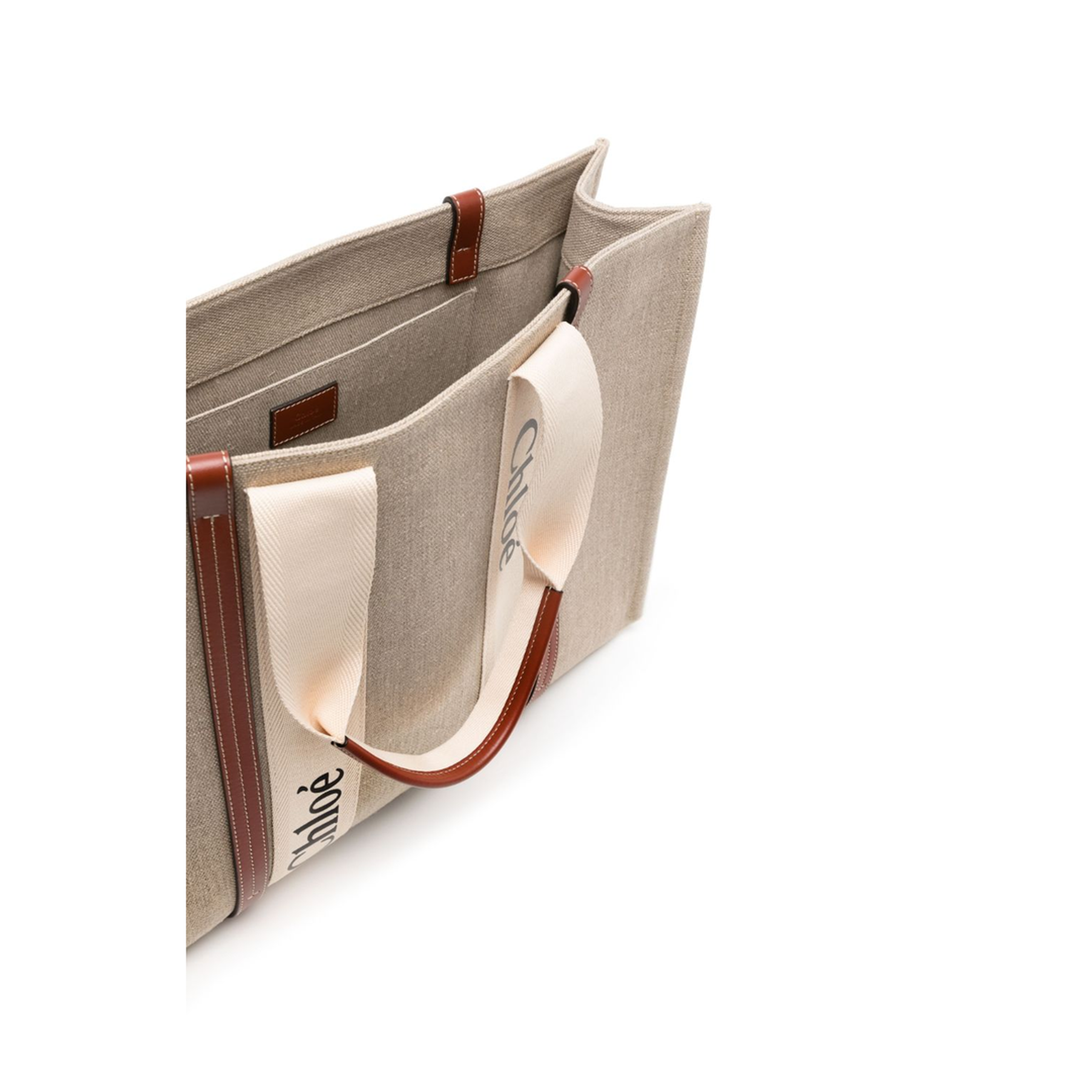 Woody Large Linen Tote - Beige - Image 5