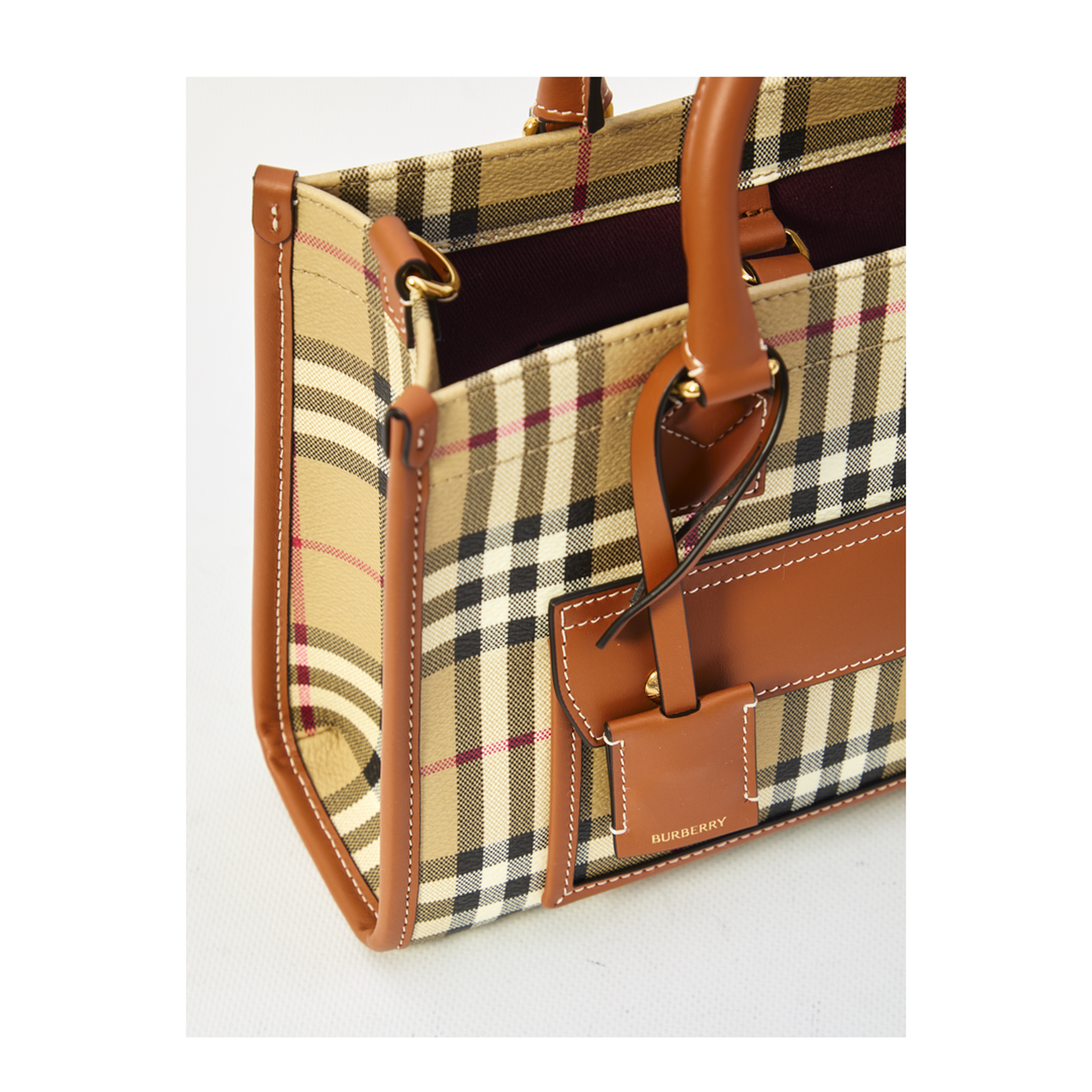 Mini Freya Tote Bag Check Coated Cotton Blend - Image 4