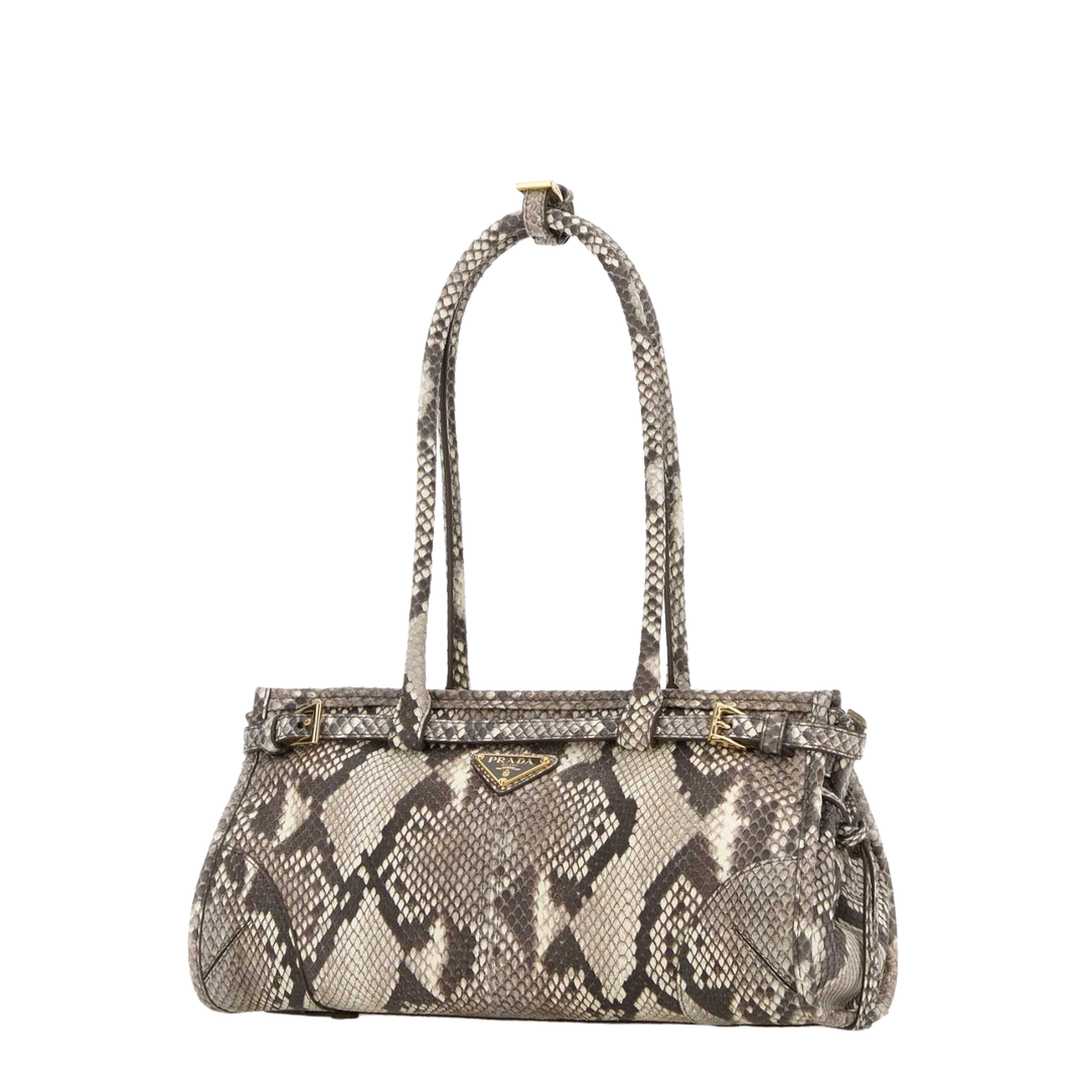 Bonnie Medium Printed Python Shoulder Bags - Light Beige / Animal Print - Image 2