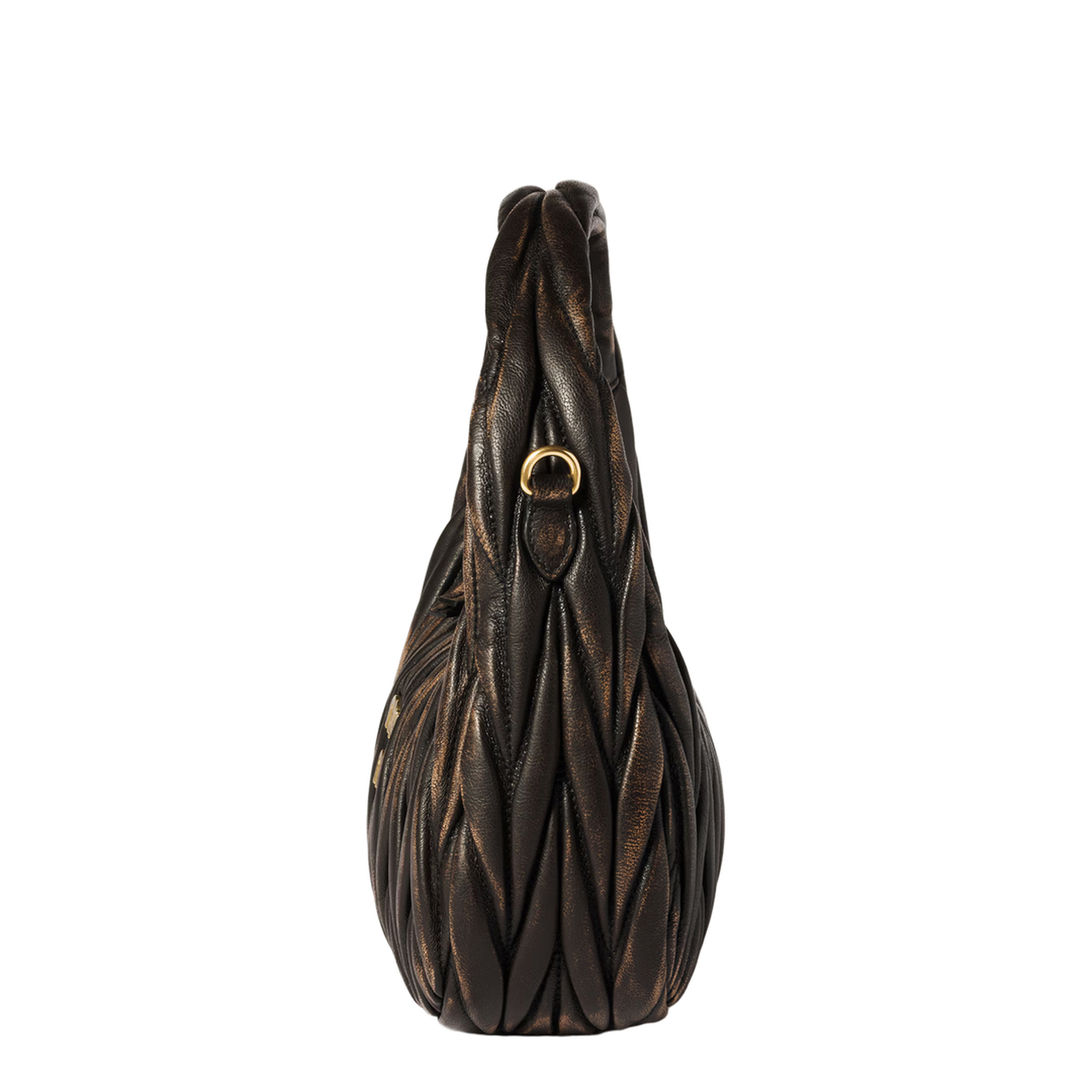 Wander Matelassé Nappa Leather Shoulder Bag - Coffee - Image 4
