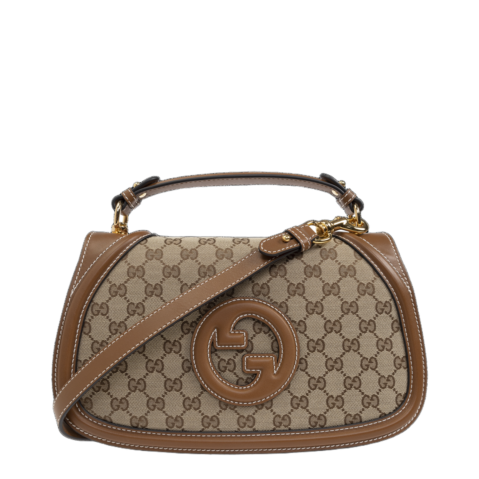 Blondie Large Canvas Top Handle Bag - Beige and dark brown GG canvas - Image 1