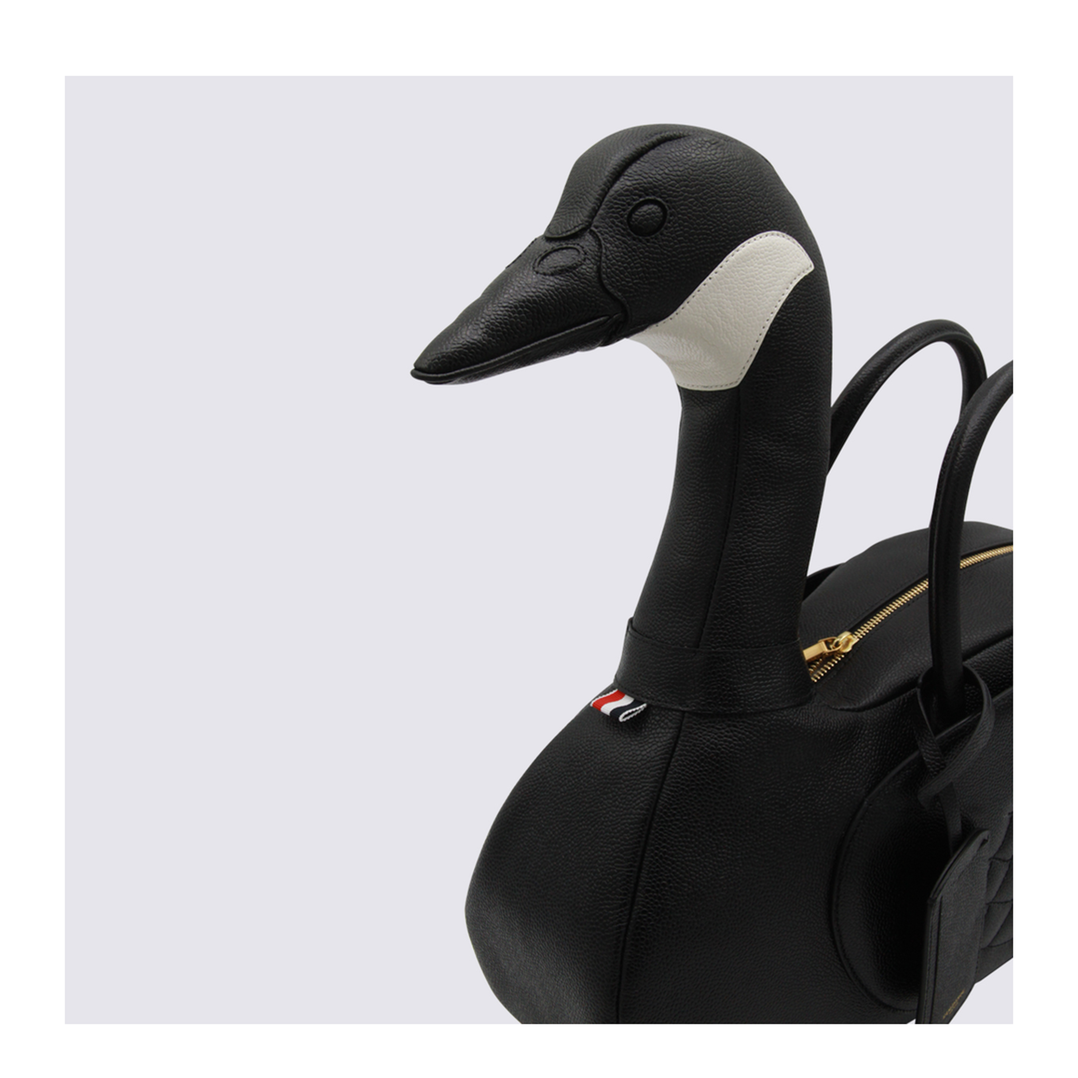 Goose Bag Pebble Grain Leather Top Handle Bag - Black - Image 5