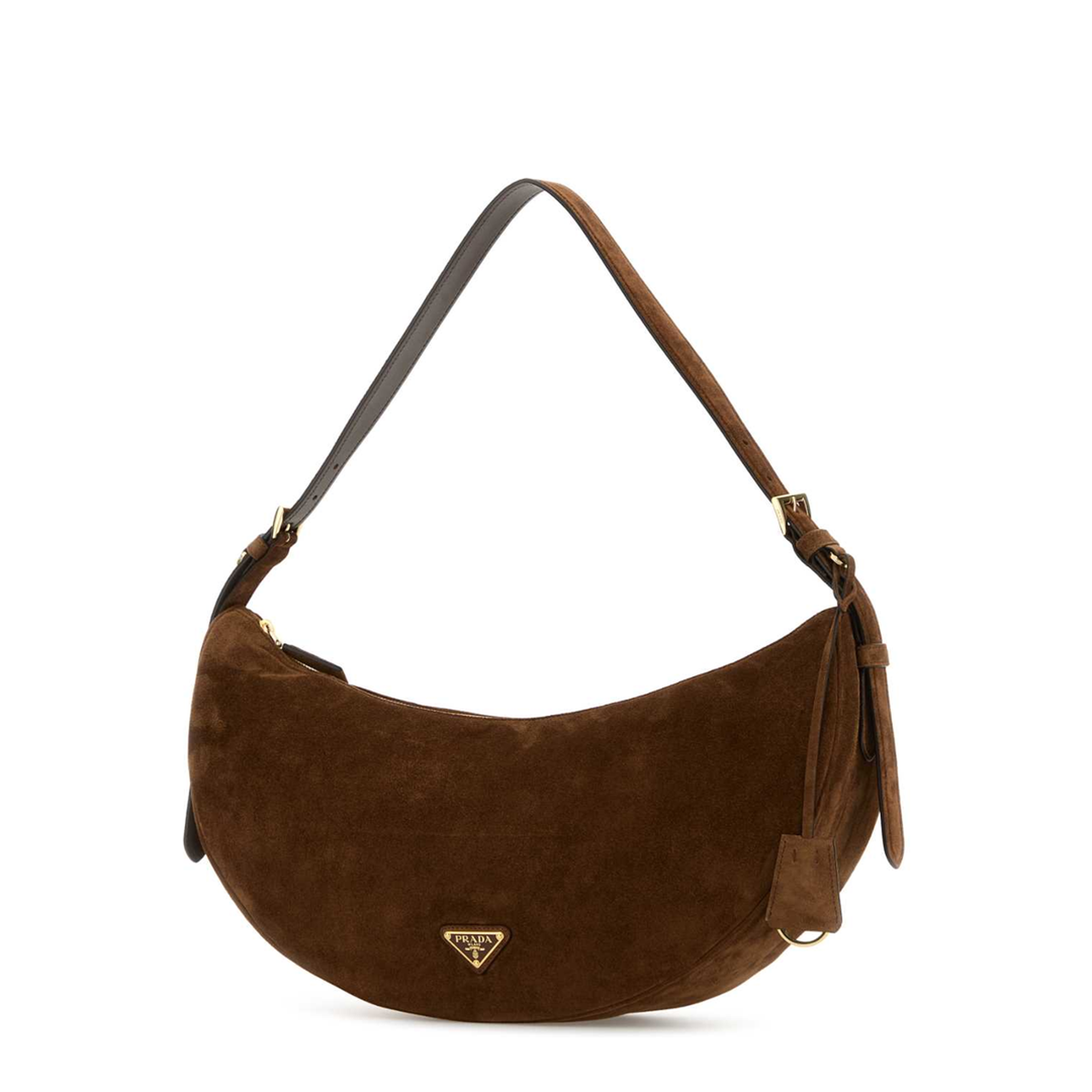 Small Suede Leather Shoulder Bag - Brown - Image 1
