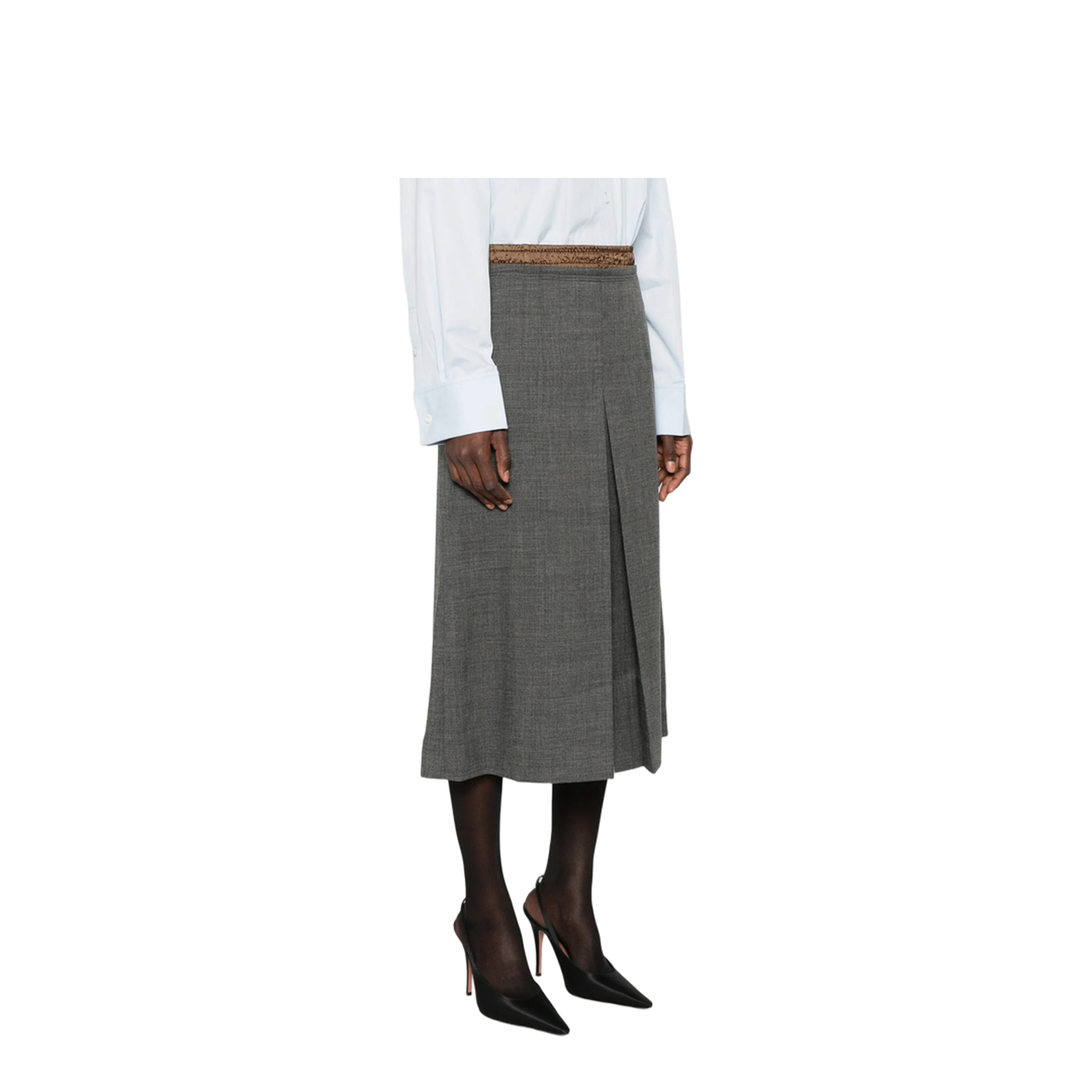 Pleated Wool Midi Skirt - Image 4