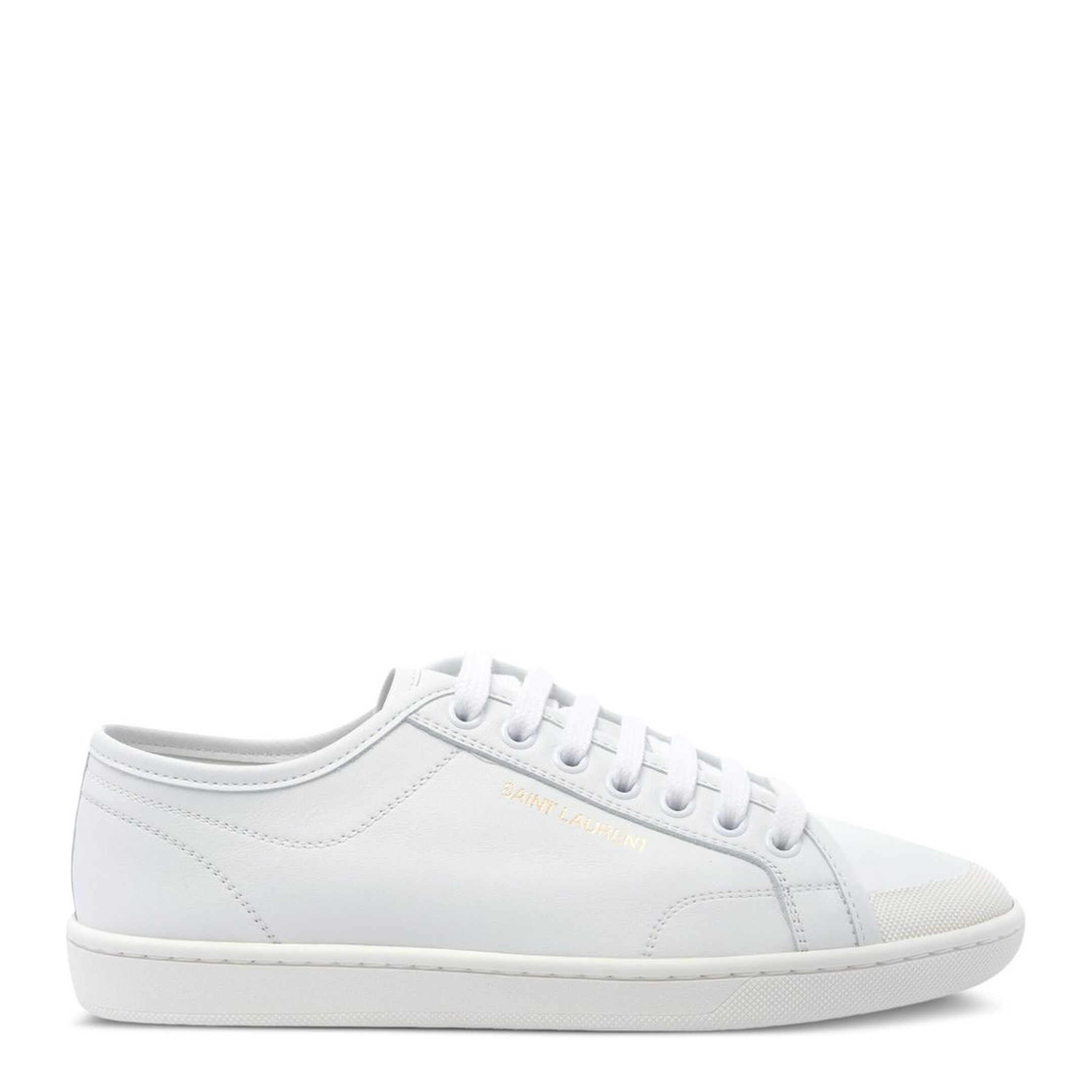 Gym Sneakers in Smooth Leather in White - Image 1