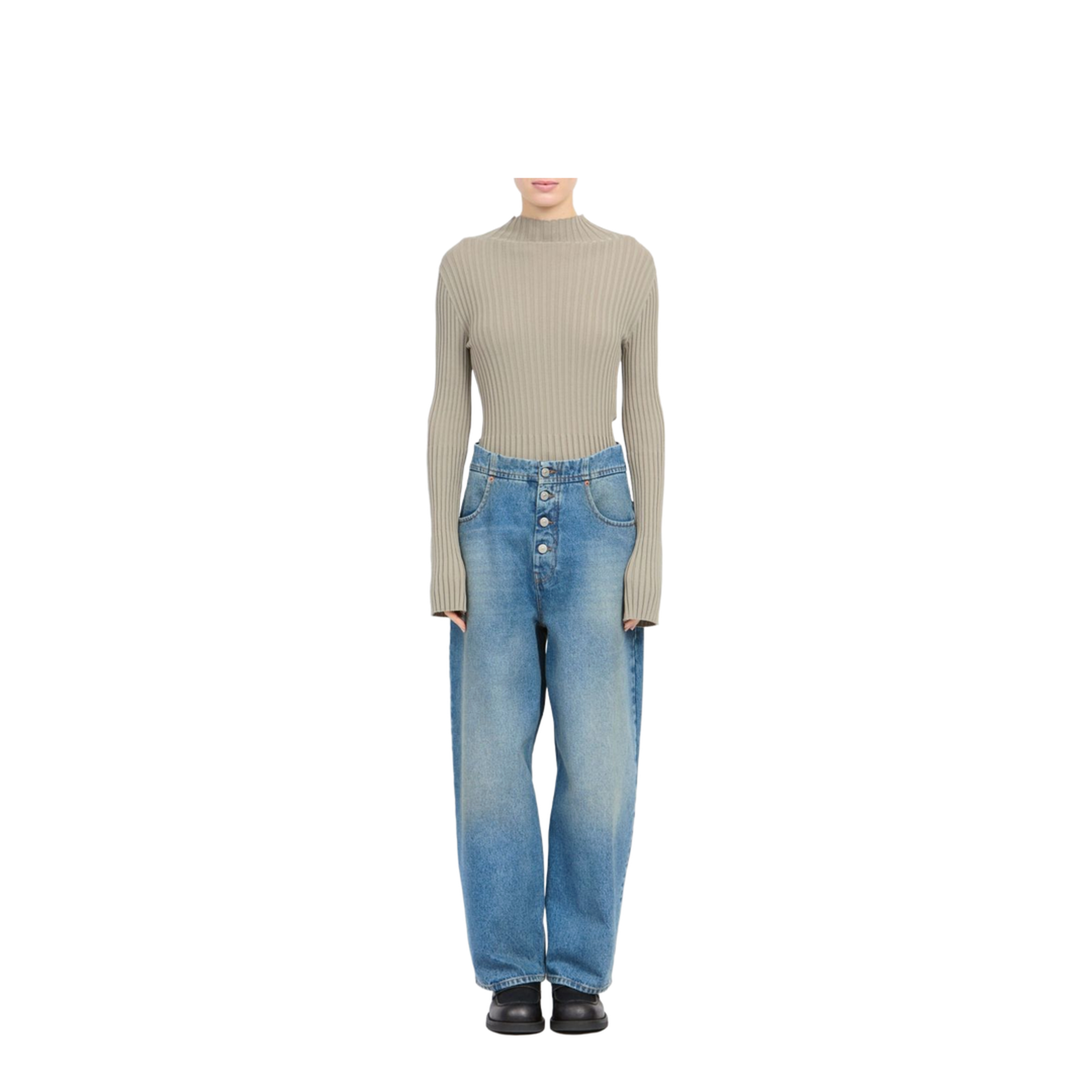 Straight Leg Cotton Denim Jeans - Image 3