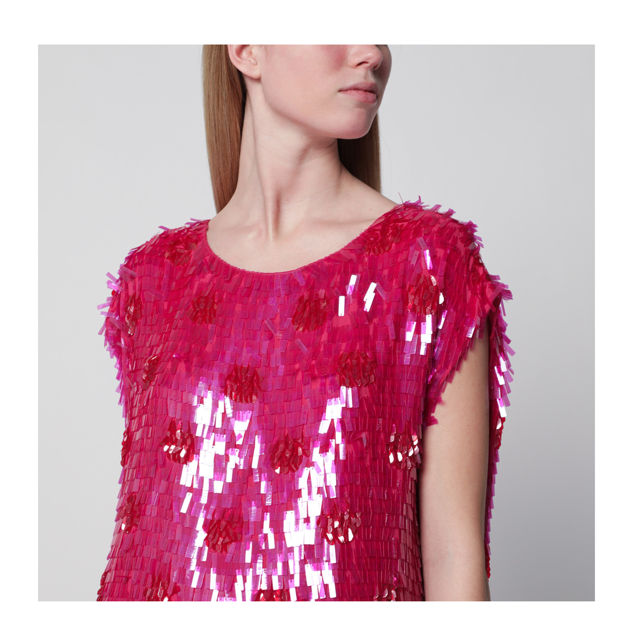 Fuchsia Silk Top With Sequins - Image 2