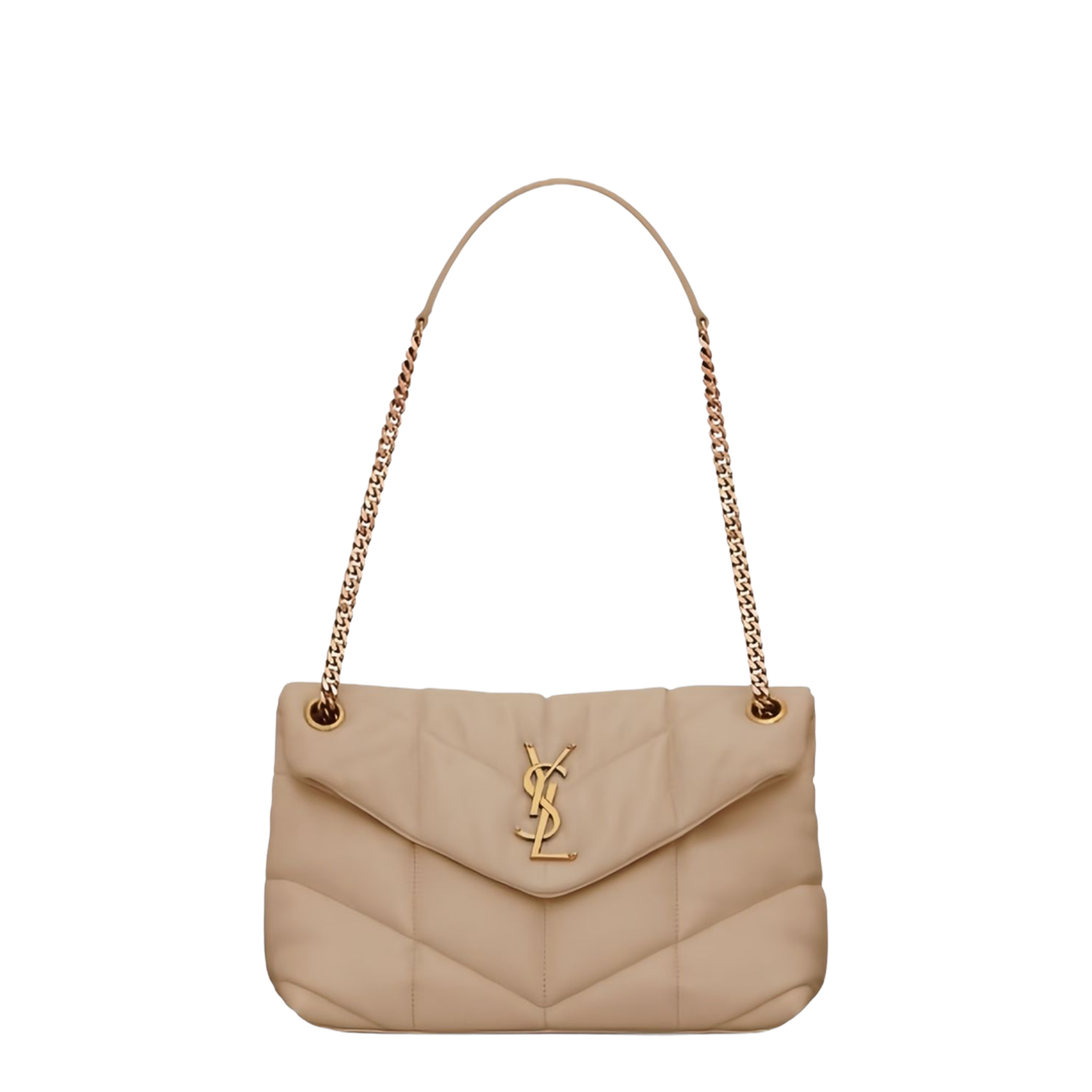 Puffer Small Lambskin Shoulder Bag - Light Taupe - Image 1