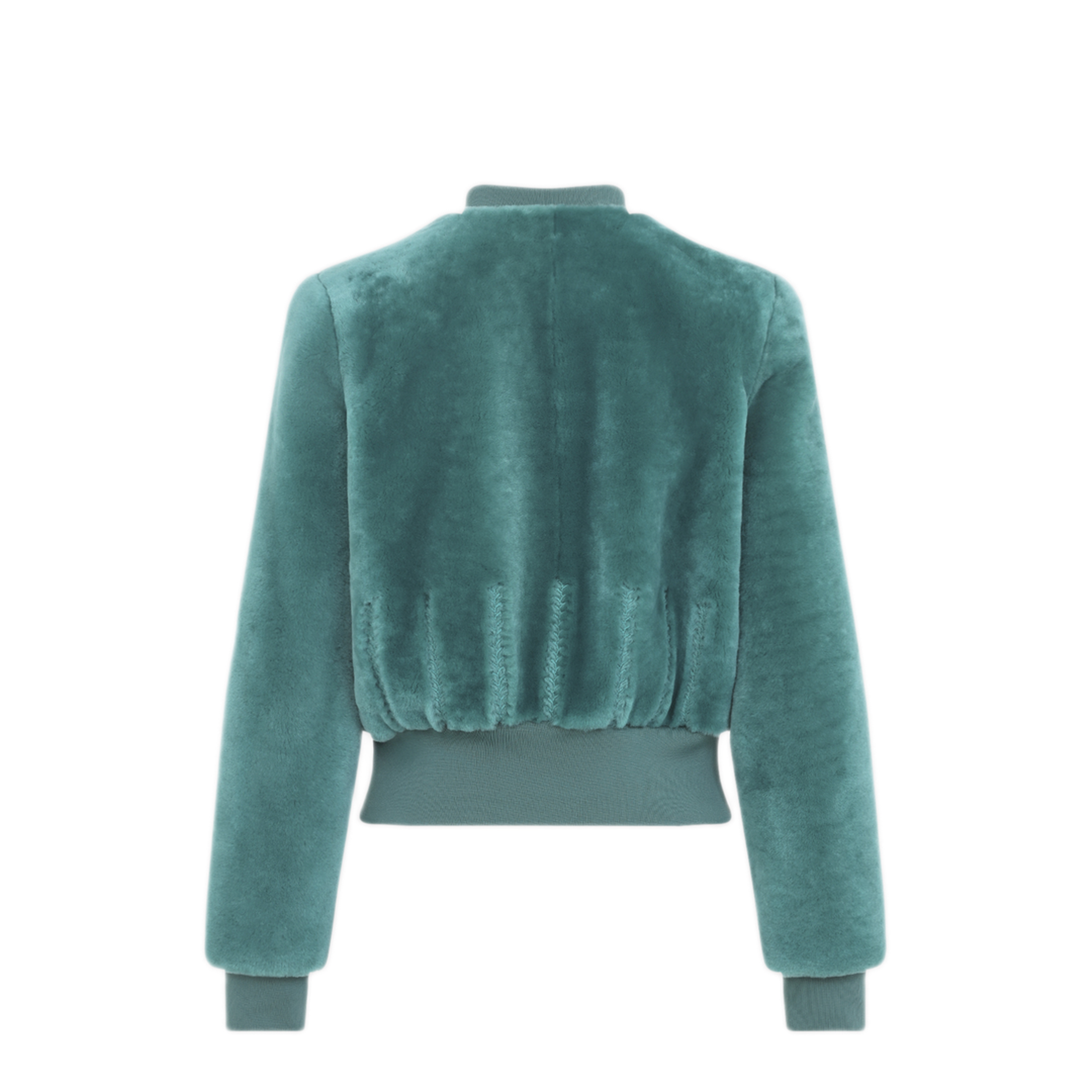 Cropped Shearling Bomber Jacket - Image 4