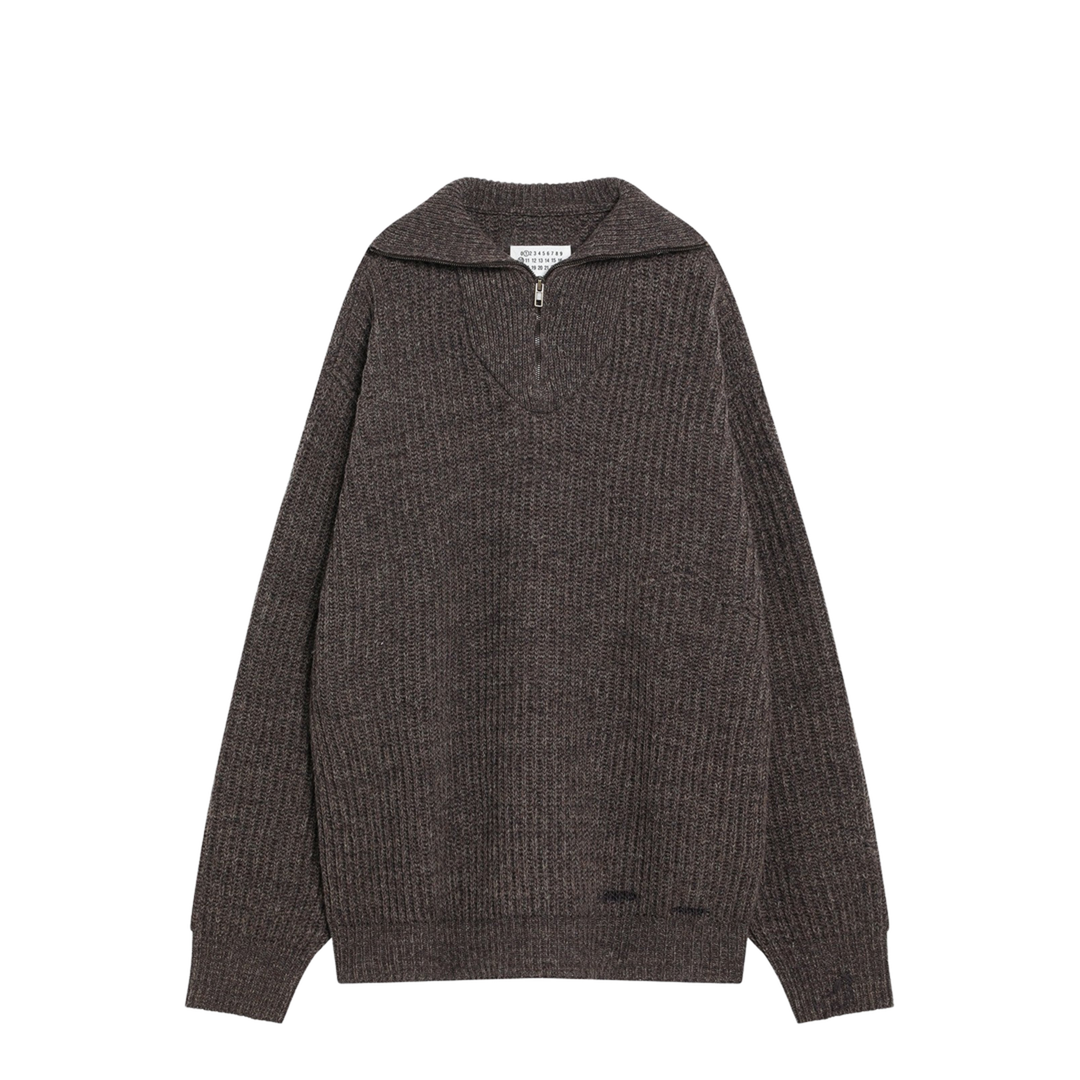 Brown Wool Sweater with Zip - Image 1