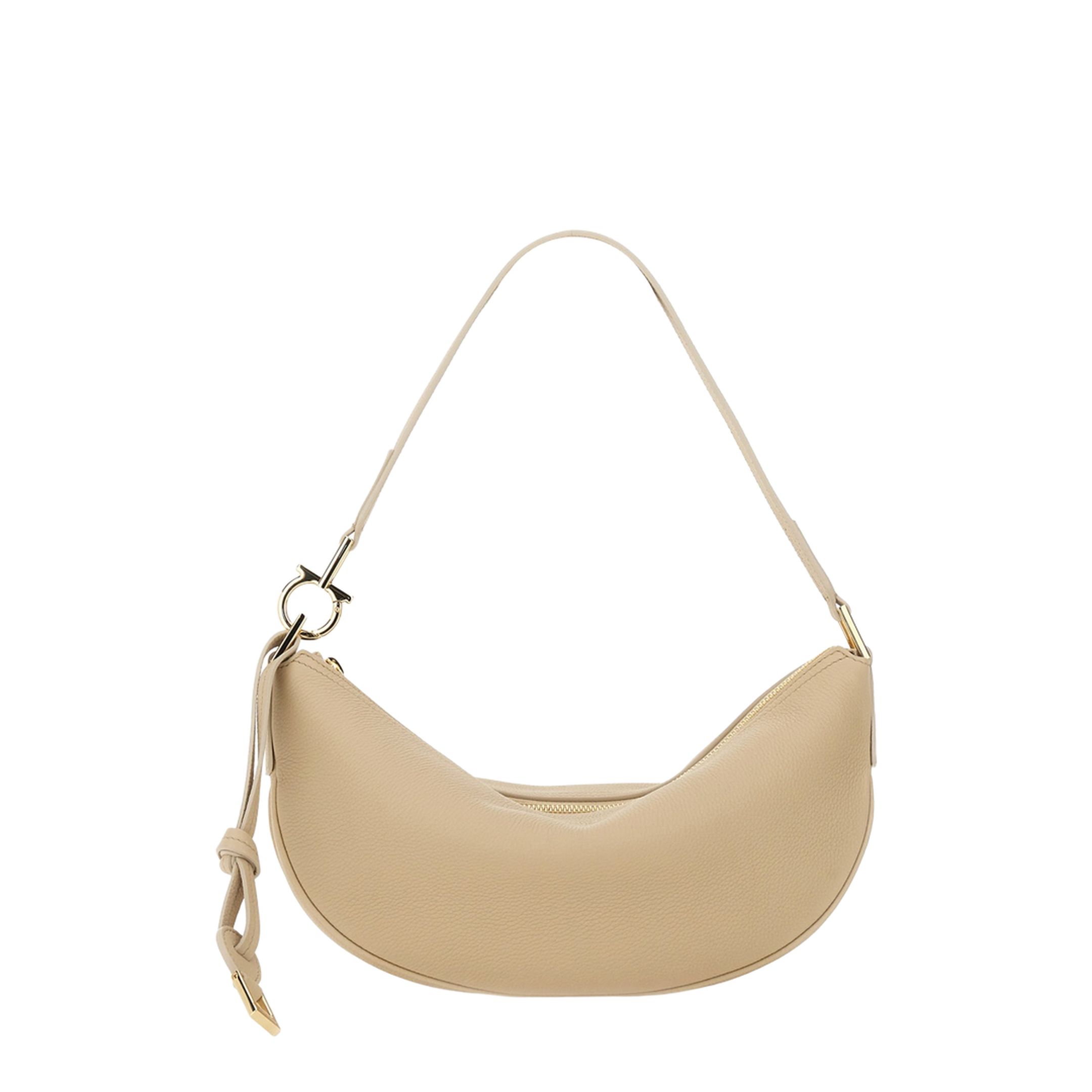 Small Hobo Shoulder Bag - Beige - Image 1