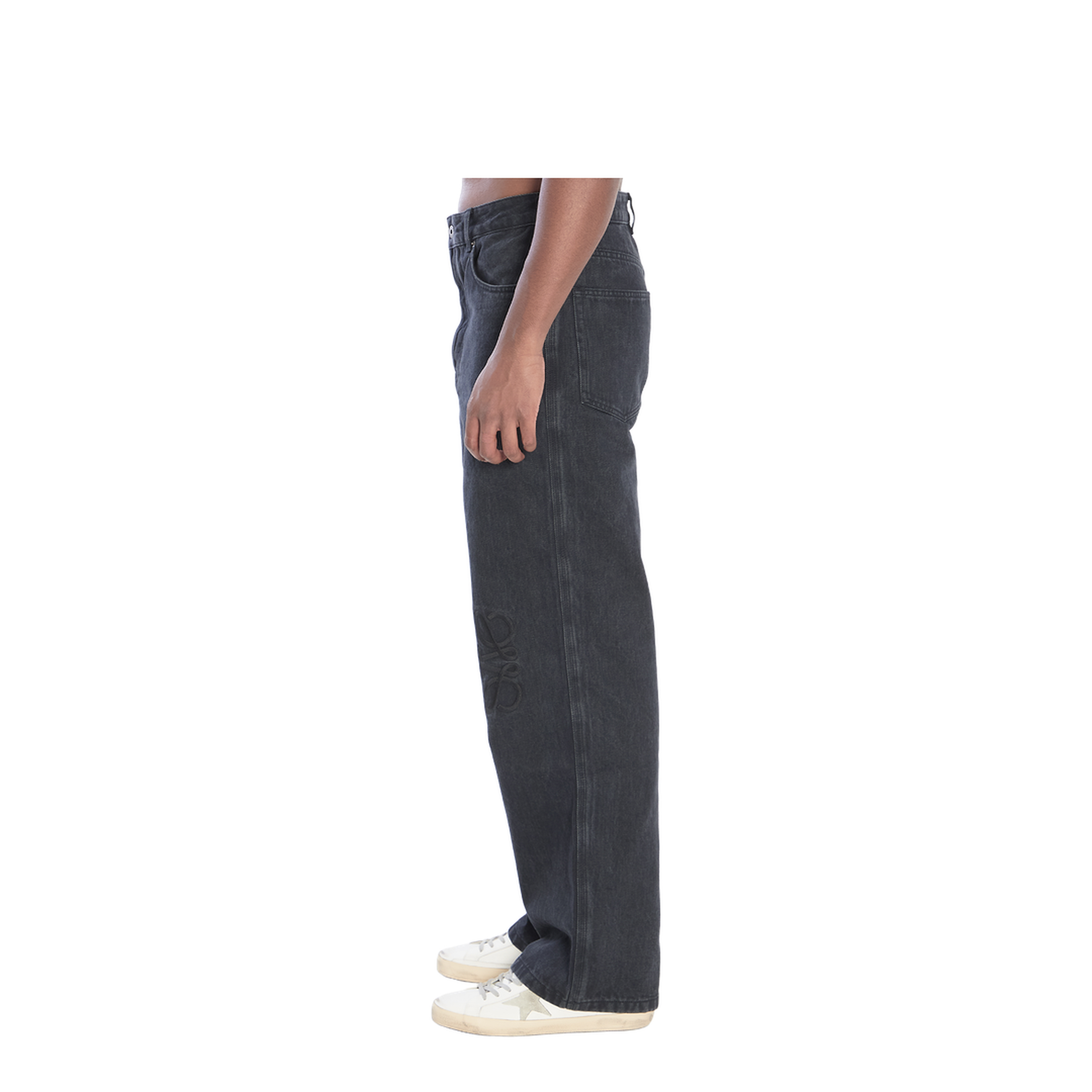 Anagram Baggy Jeans in Denim Black - Image 3