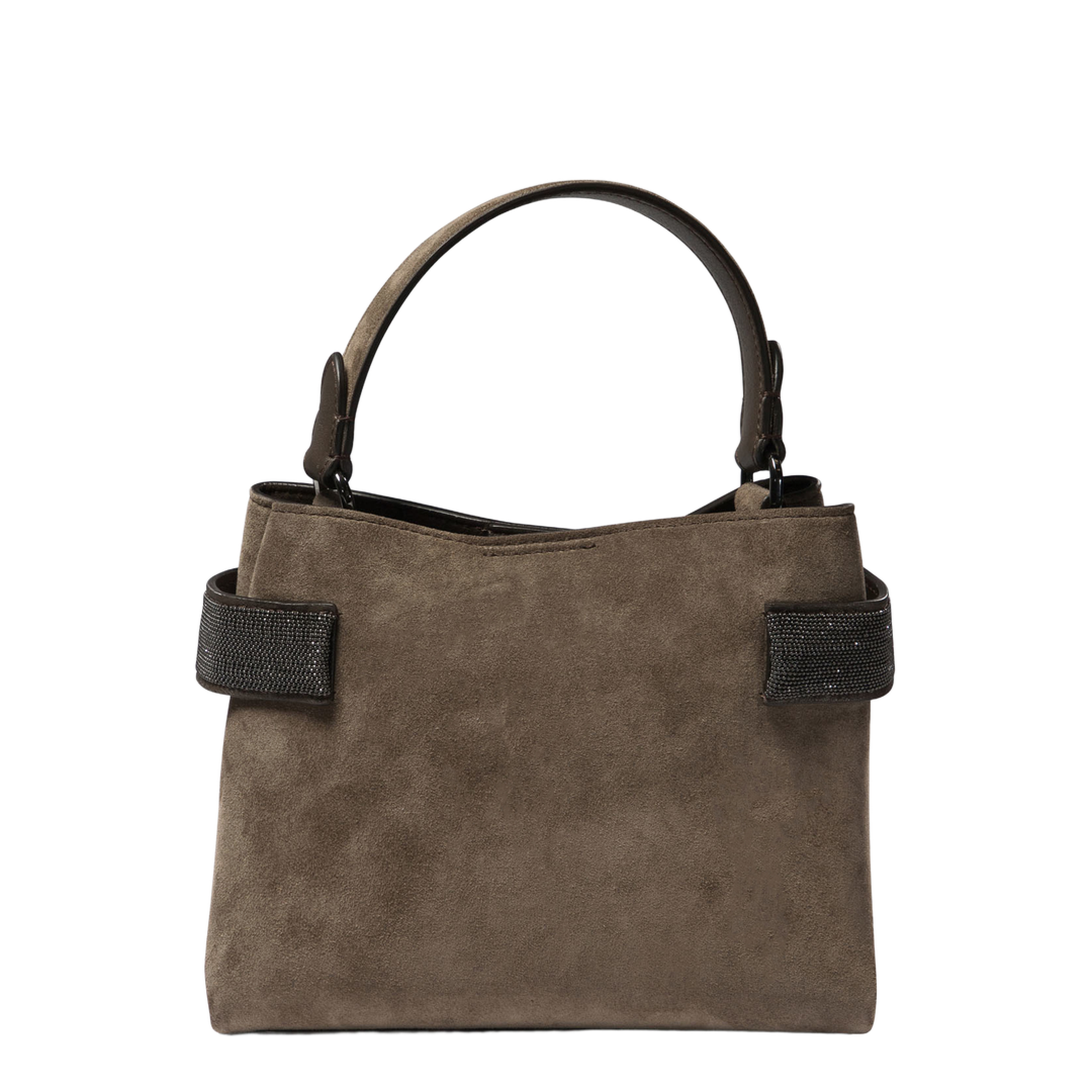 Suede Handbag Dark Brown - Image 3
