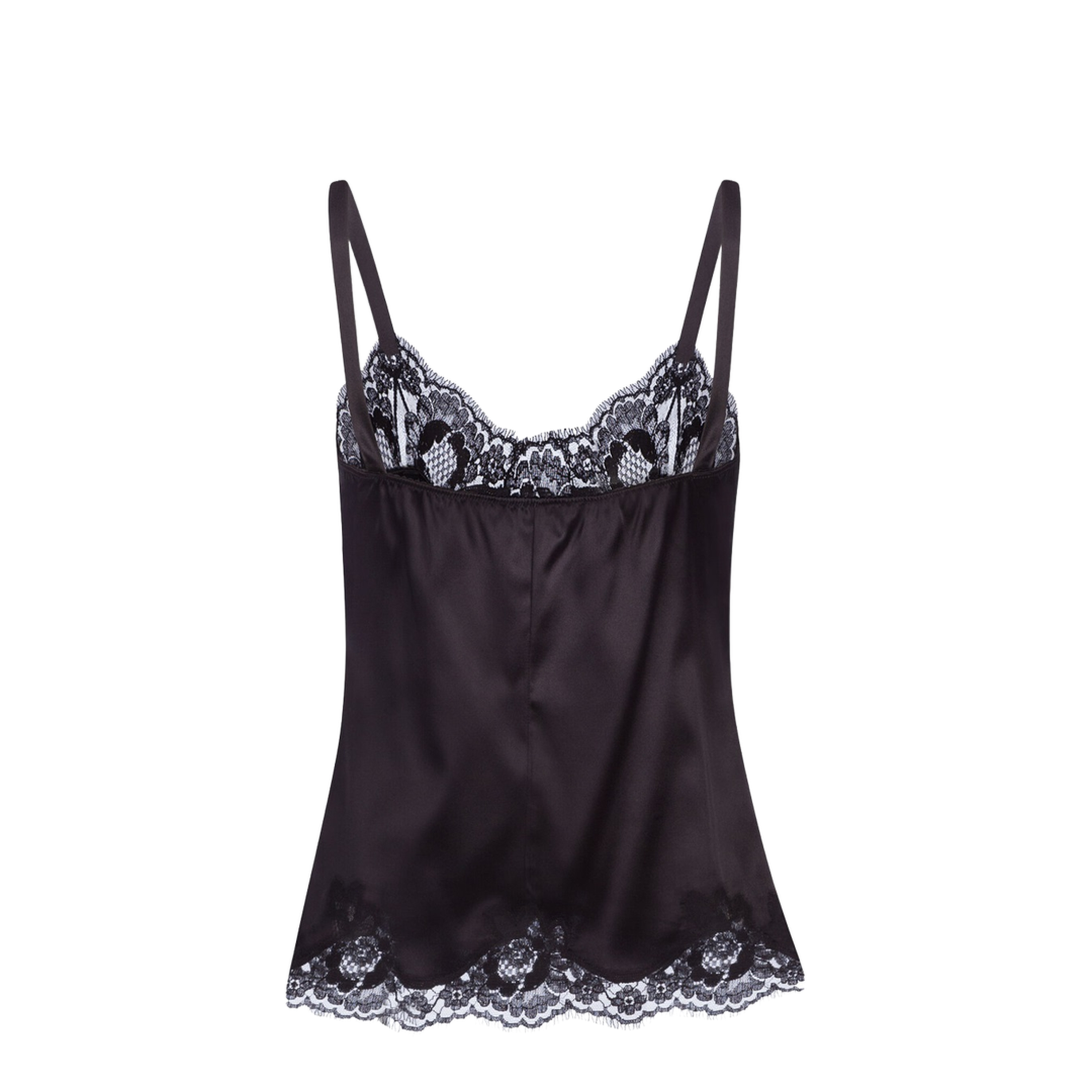 Black Lace-Trim Silk Top - Image 4