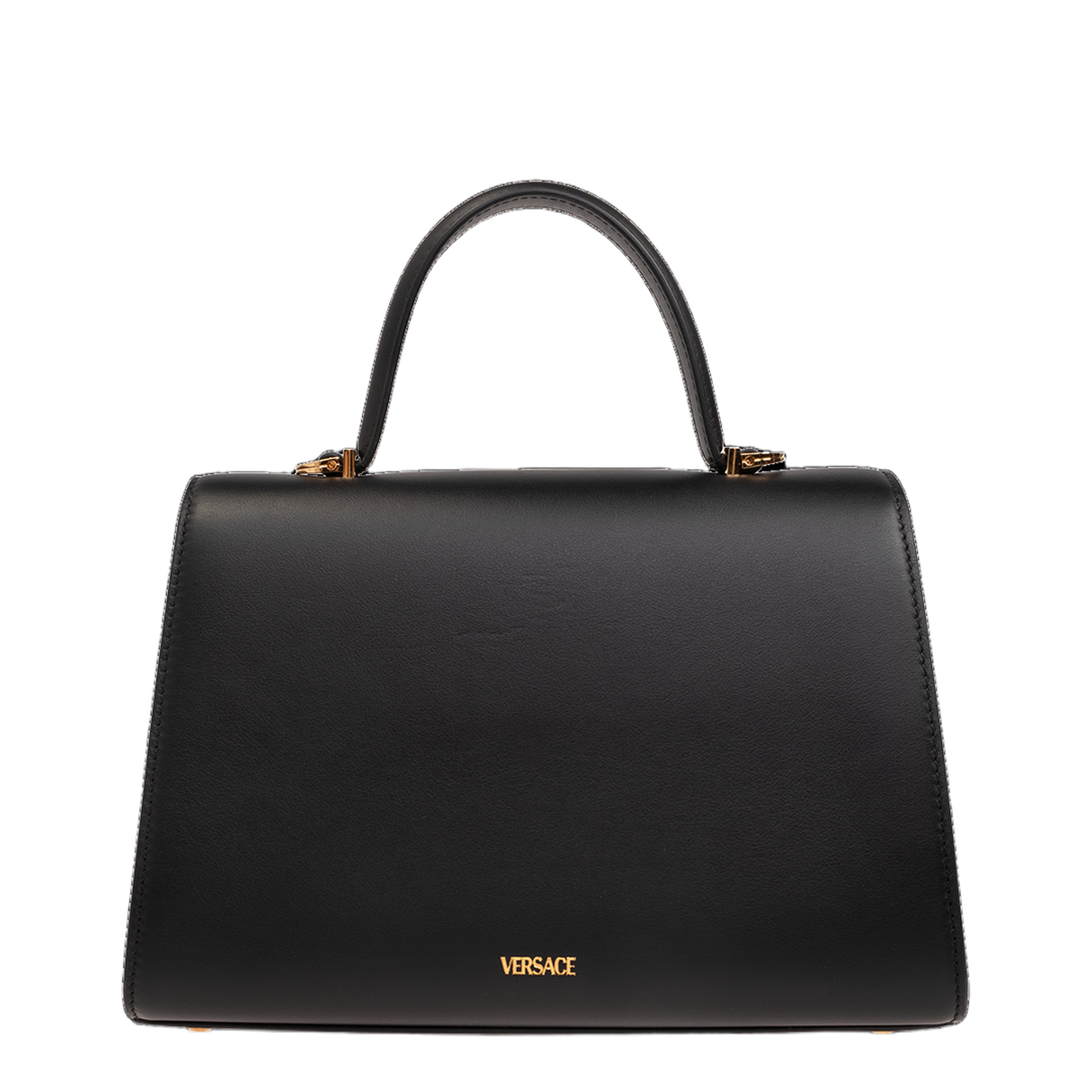 Medusa '95 Calf Leather Top-Handle Bag - Black+Gold - Image 3