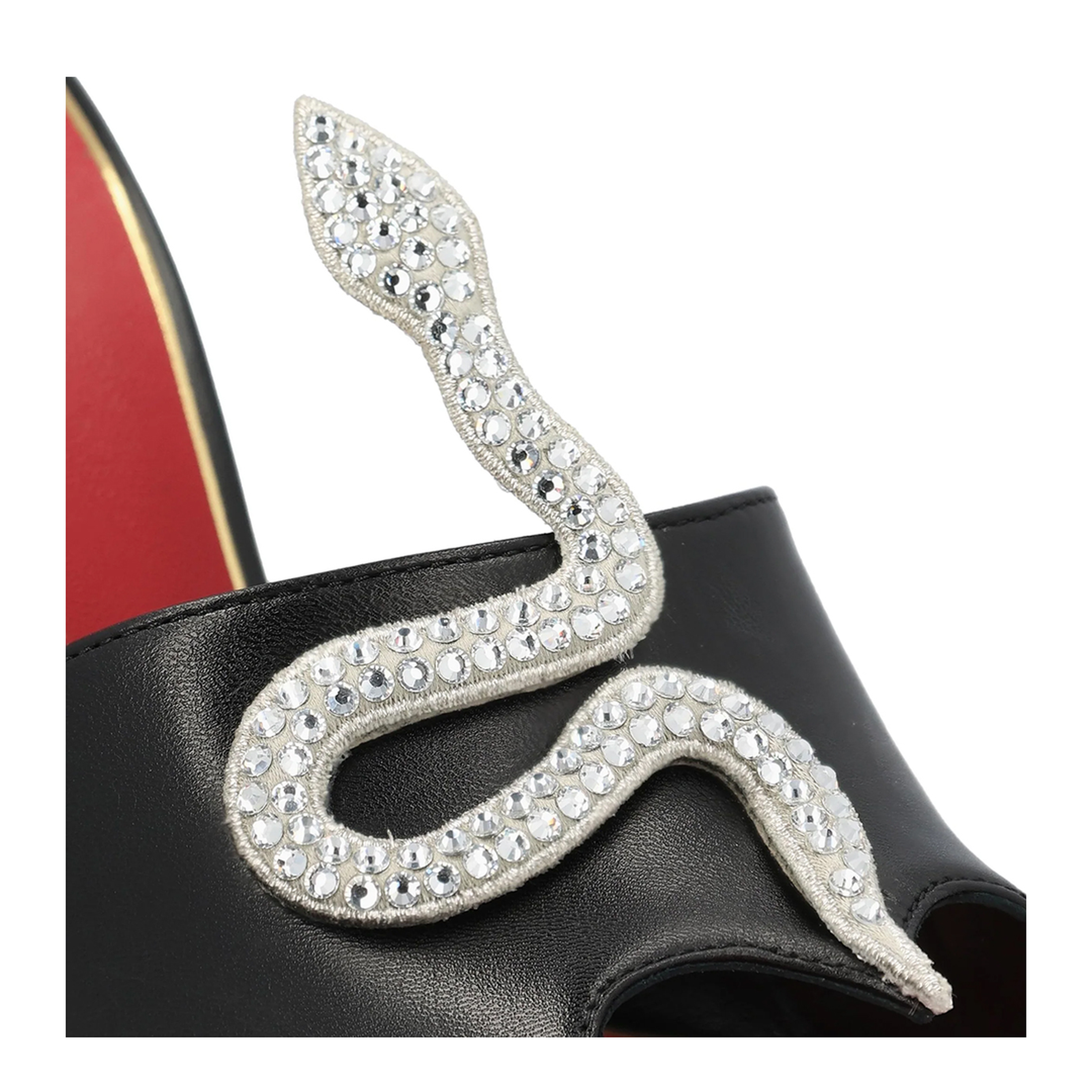 Black Coeur Vipère Slide Sandals in Goatskin - Image 4