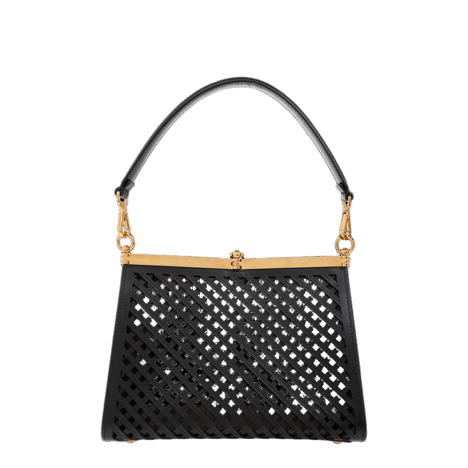 Vela Medium Leather Shoulder Bag - Black - Image 3