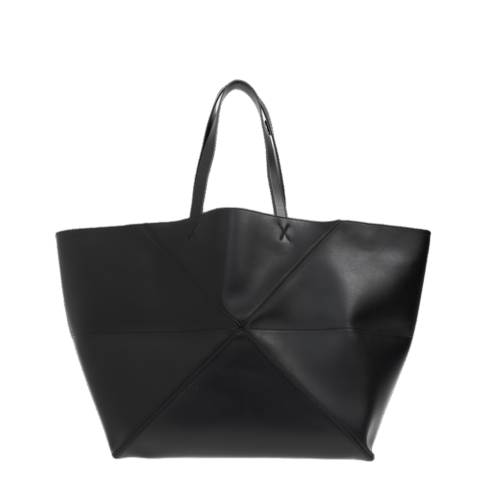 Puzzle Fold XXL Leather Tote Bags - Black - Image 3