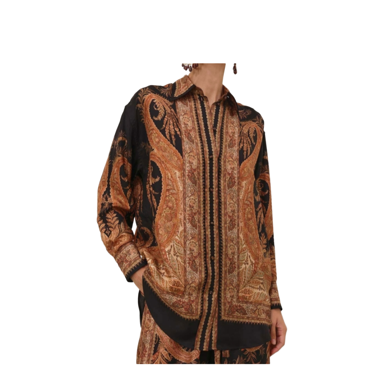 Hypnotic Satin Shirt Denim Paisley - Image 3