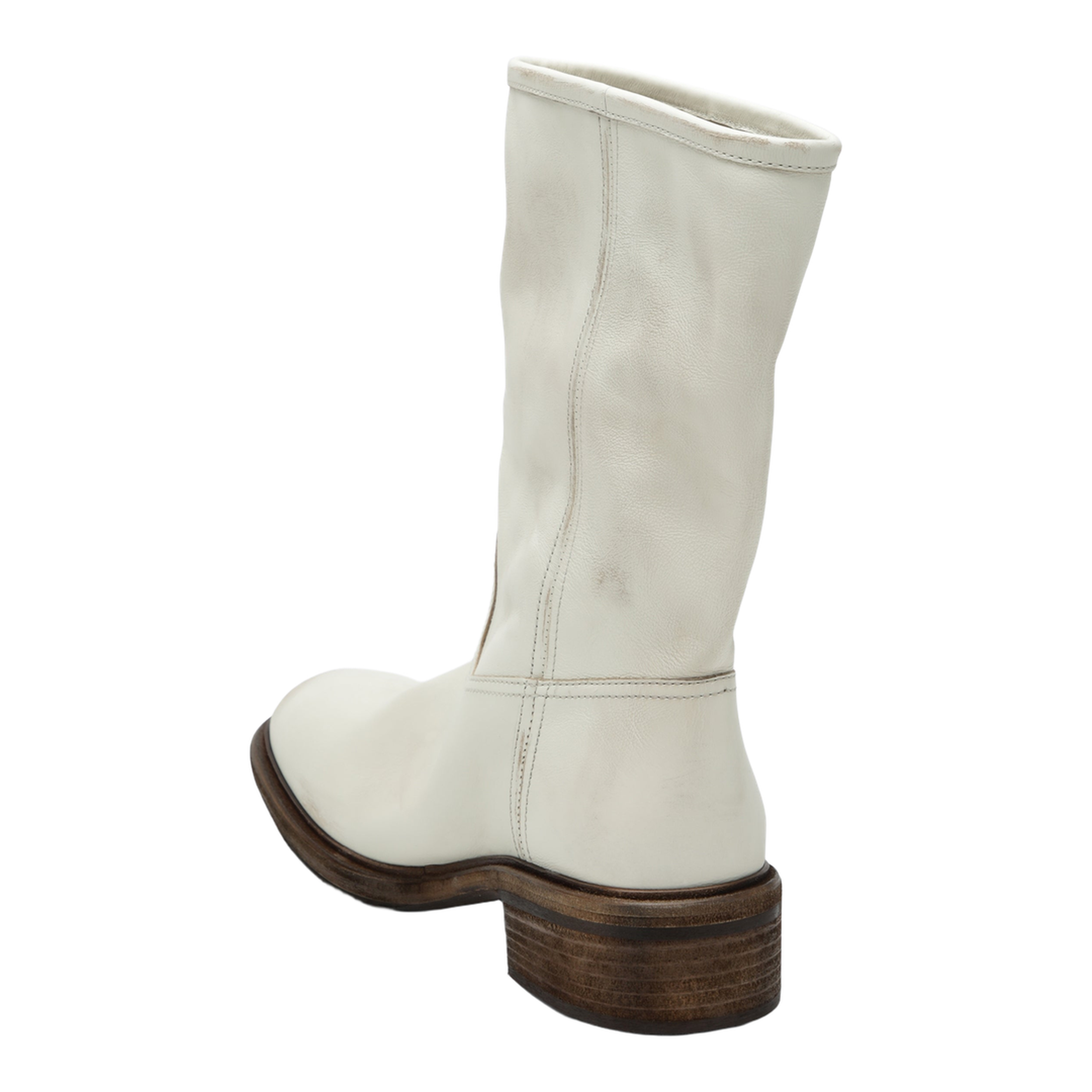 Talc-Colored Boots In Aged-Effect Leather - Image 2