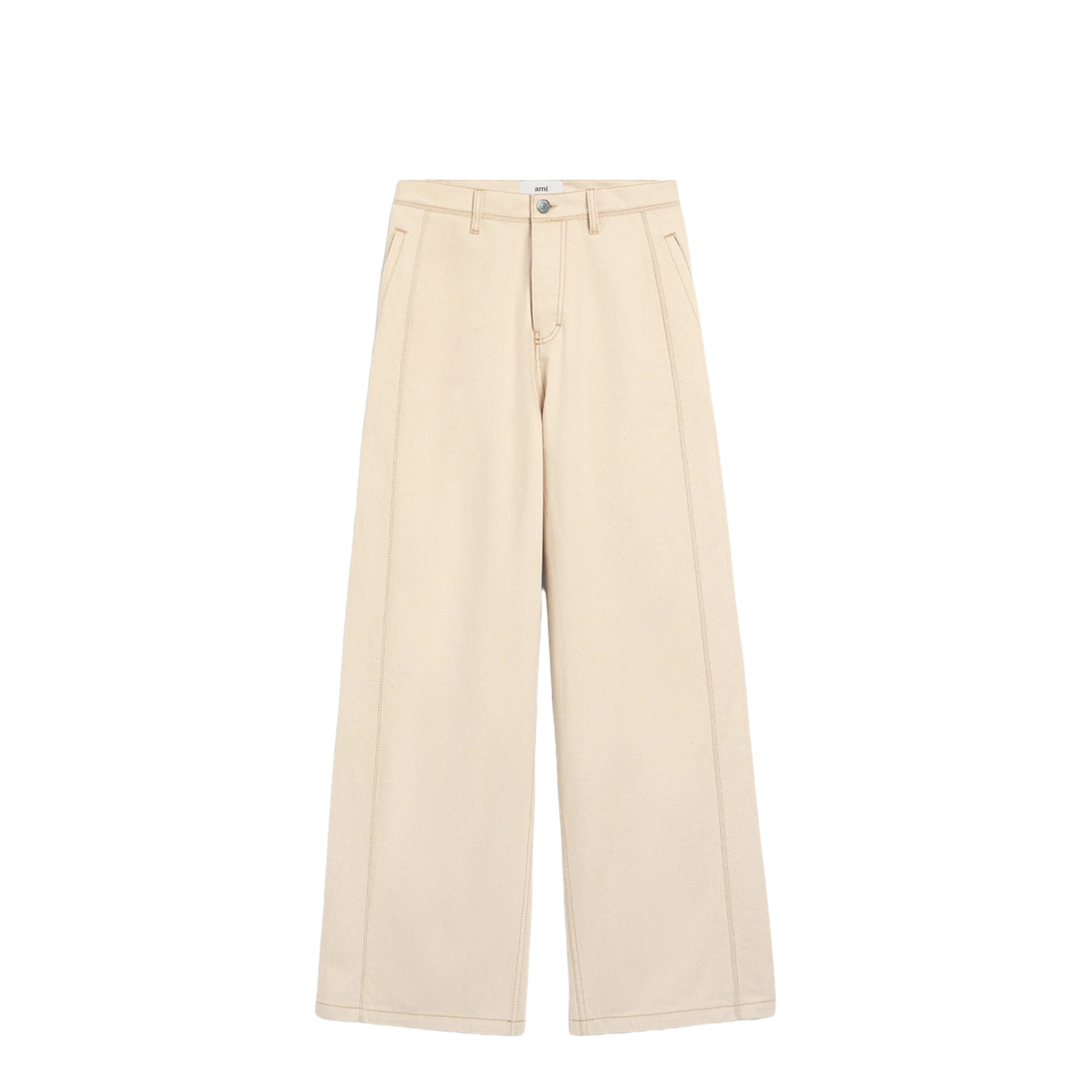 White Cotton Wide Fit Jeans - Image 1