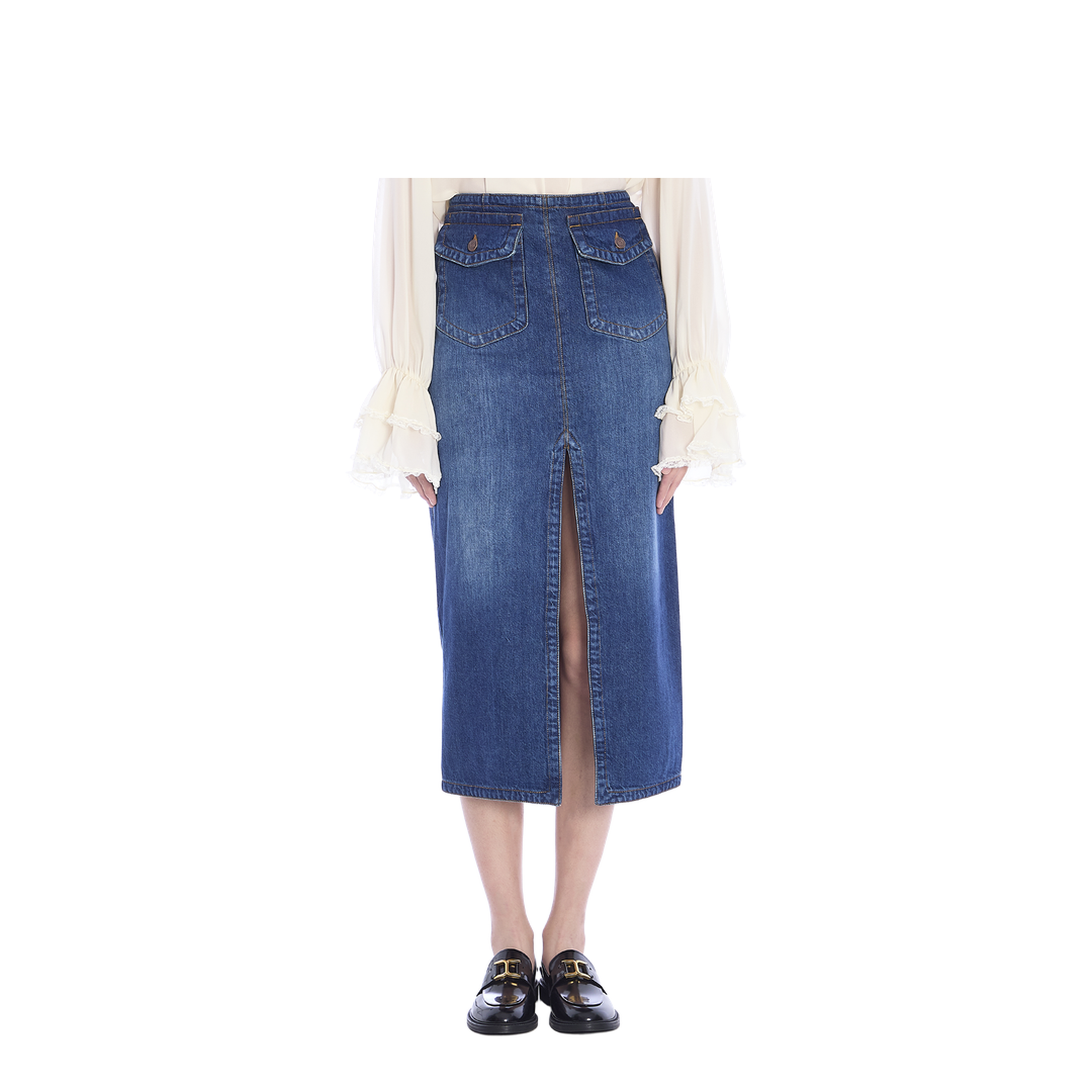 Denim Midi Skirt - Image 1