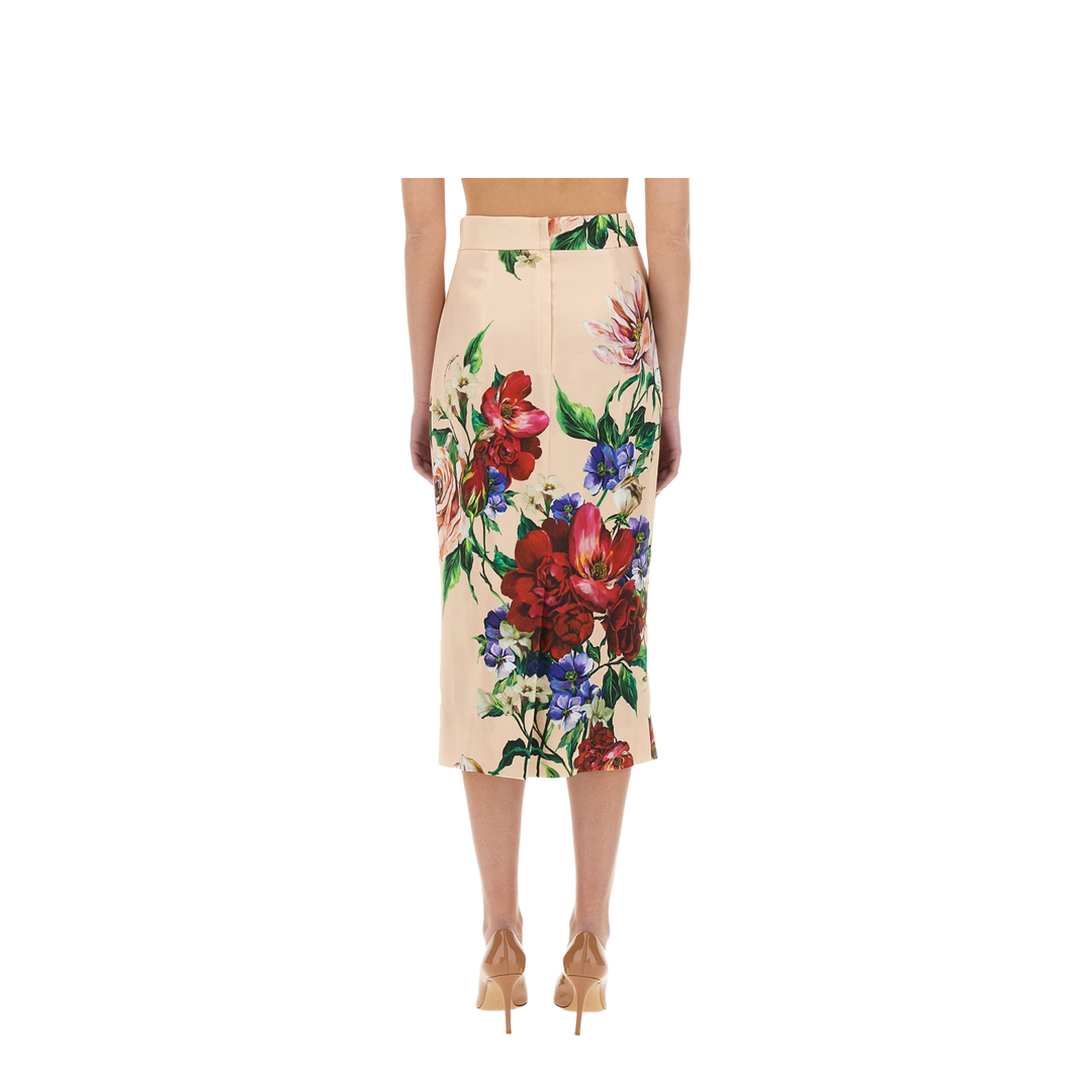 Flower Print Satin Midi Pencil Skirt - Image 3