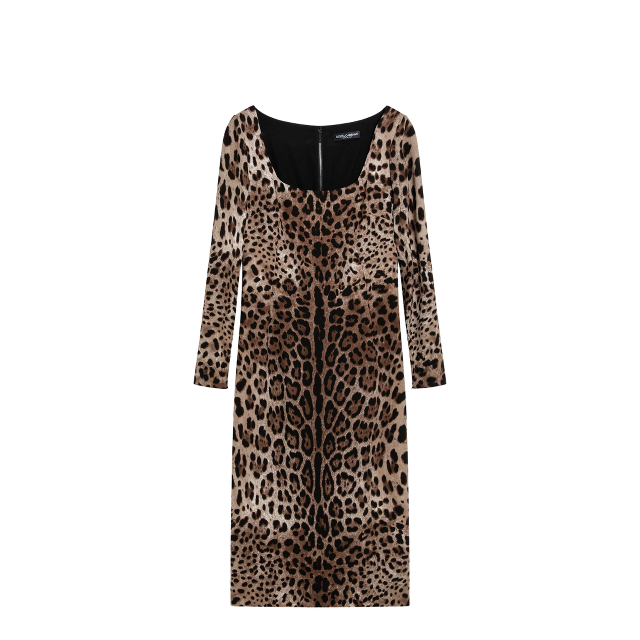 Leopard-print long-sleeve dress in viscose - Image 1