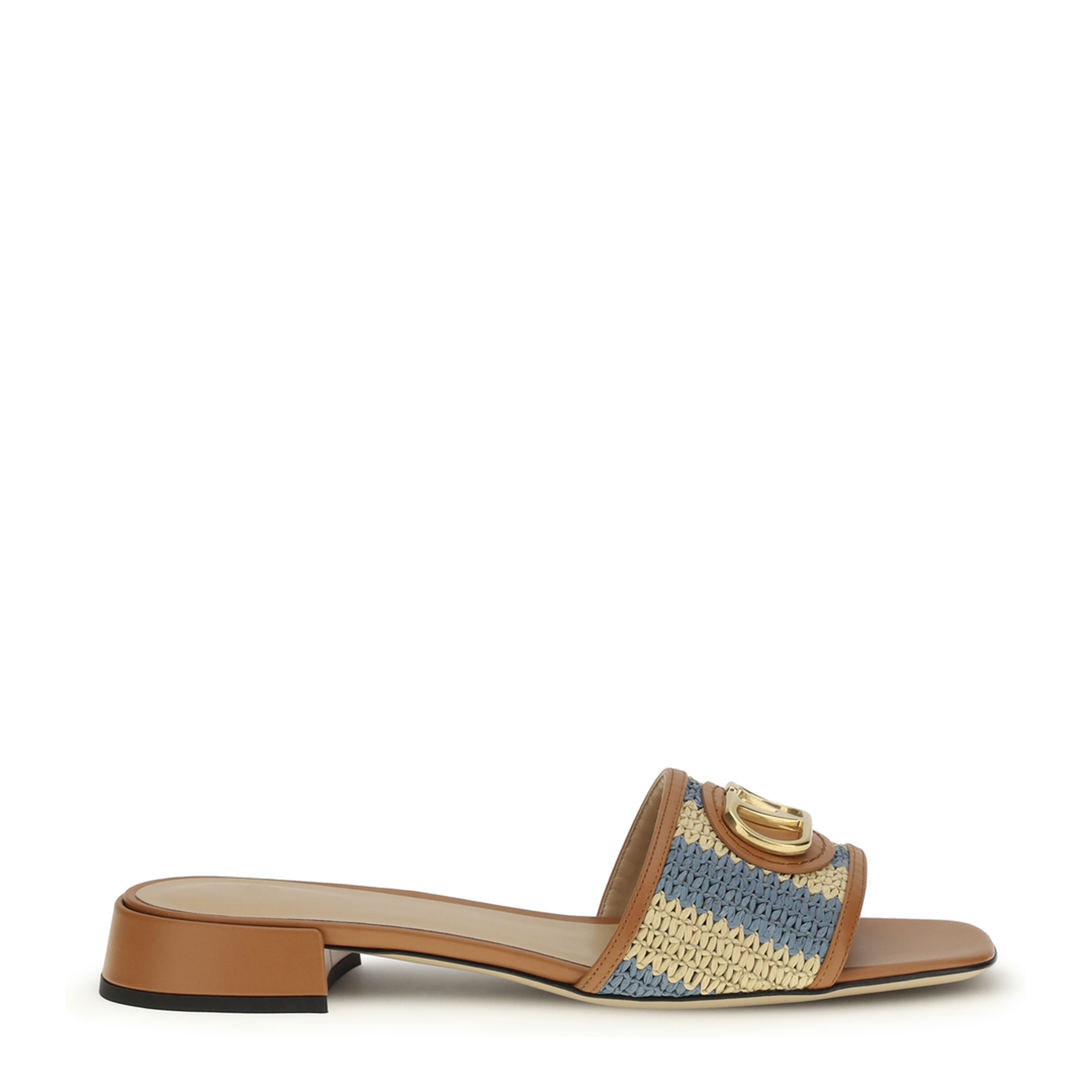 VLogo Signature Raffia Slide Sandals - Image 1