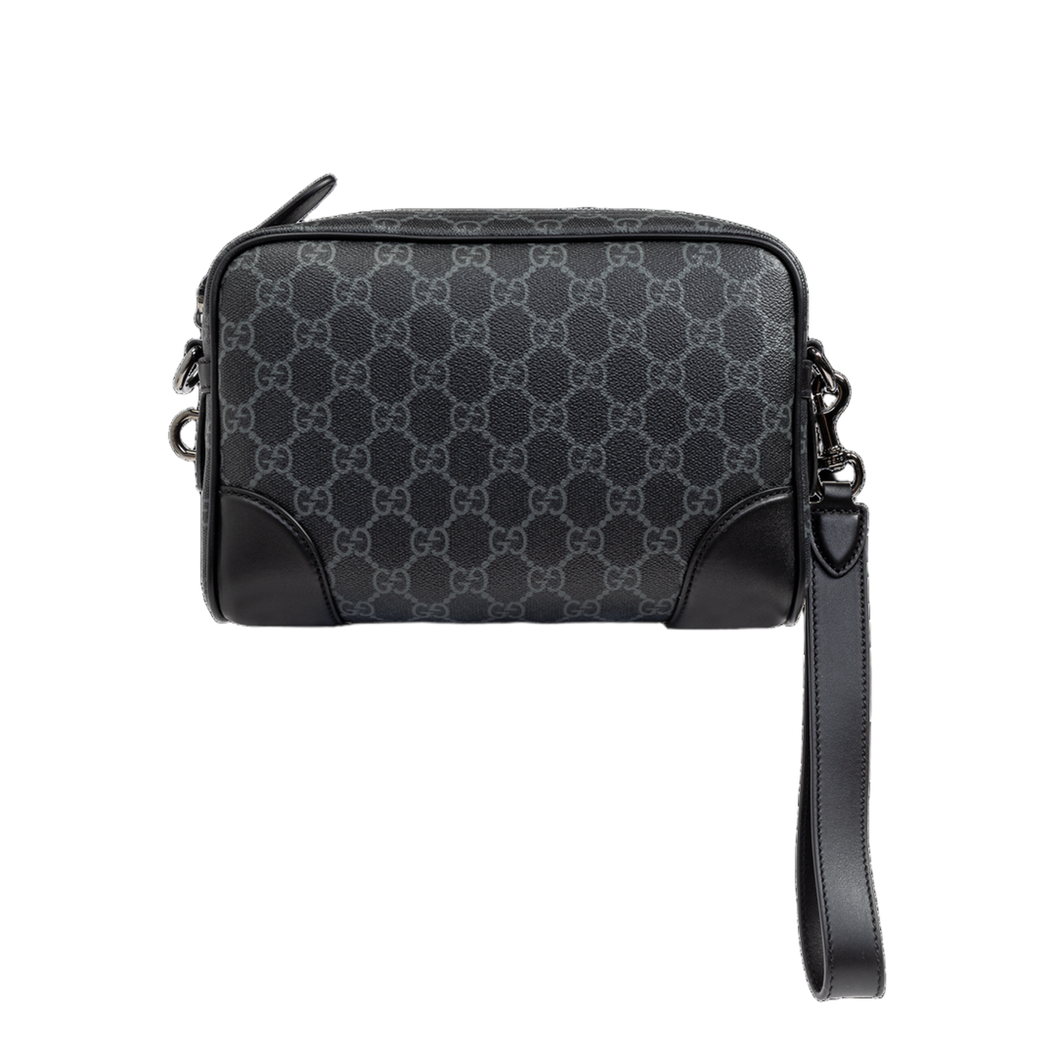 GG Emblem Small Coated Canvas Crossbody - Black - Image 1