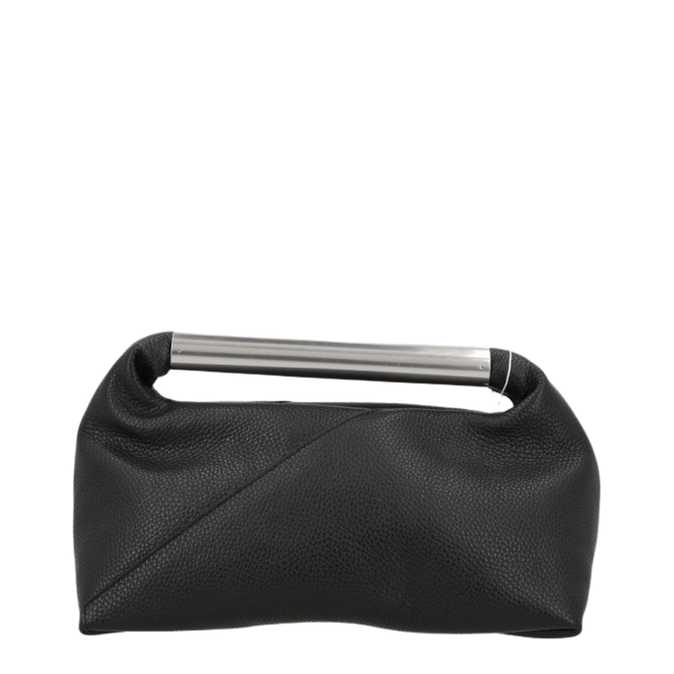 Japanese Jewel Handle Handbag In Grained Calf Leather, Black - Image 1
