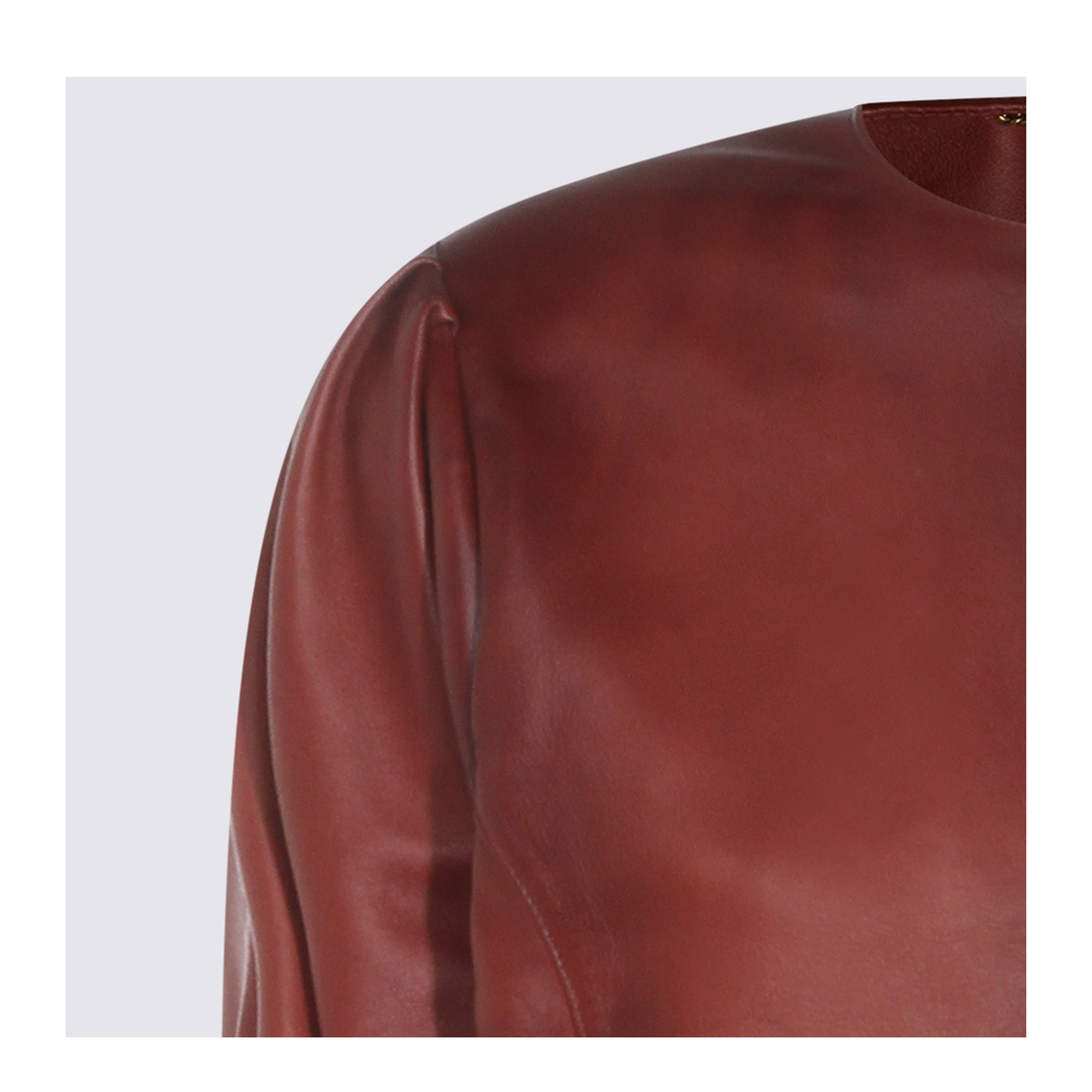 Short Burgundy Jacket in Plongé Nappa Leather - Image 6