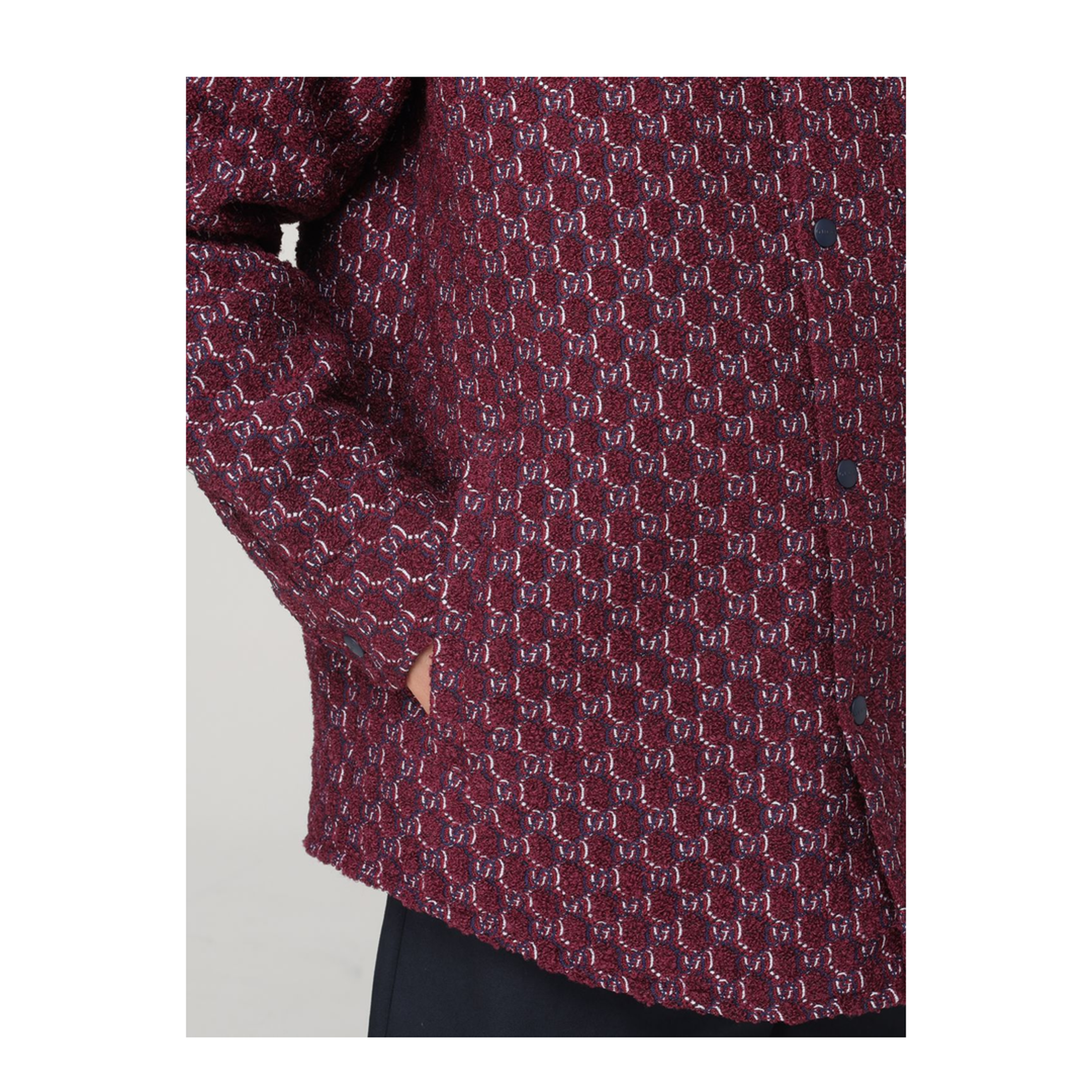 Burgundy Bouclé Padded Shirt - Image 5