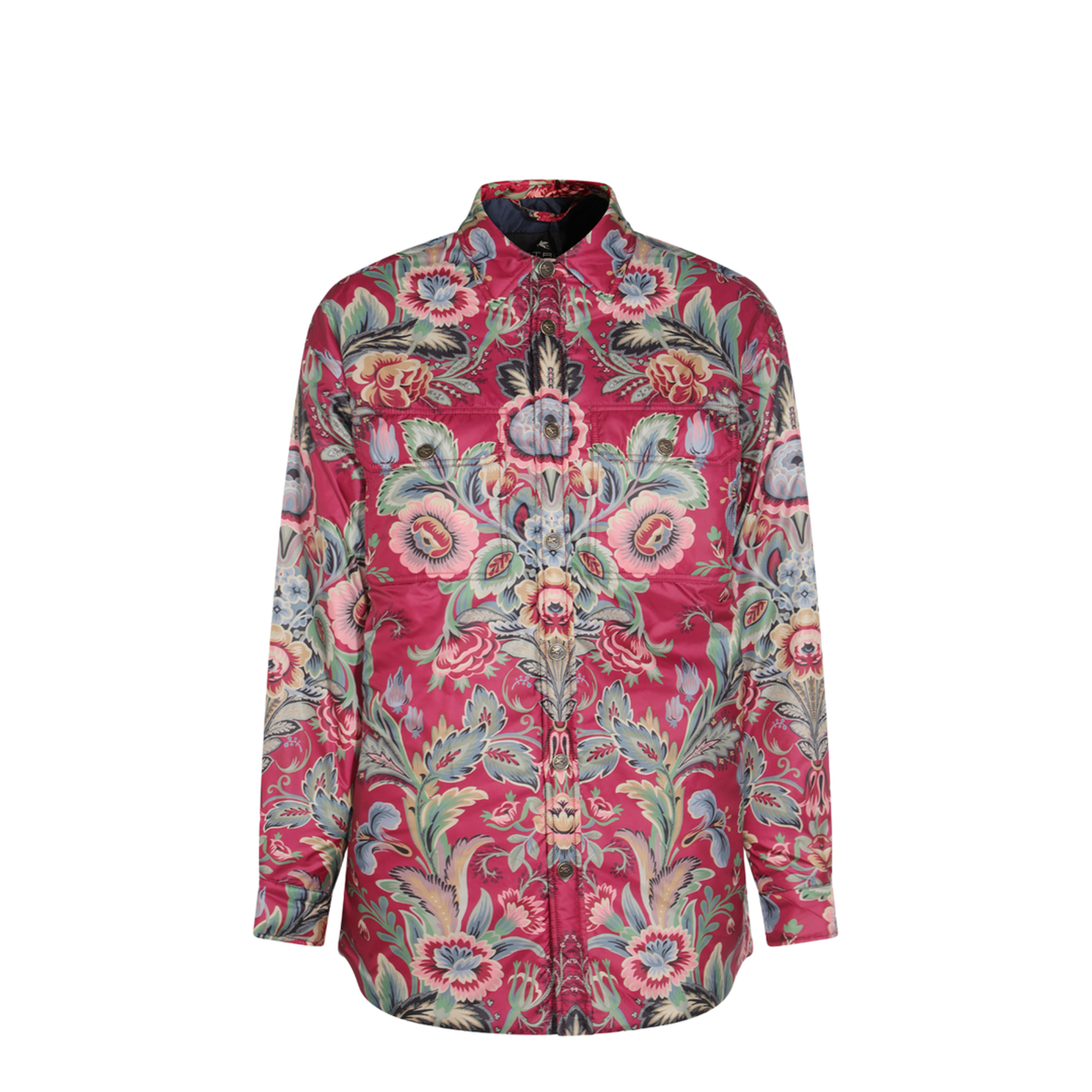Floral Print Shirt Coat Red - Image 2