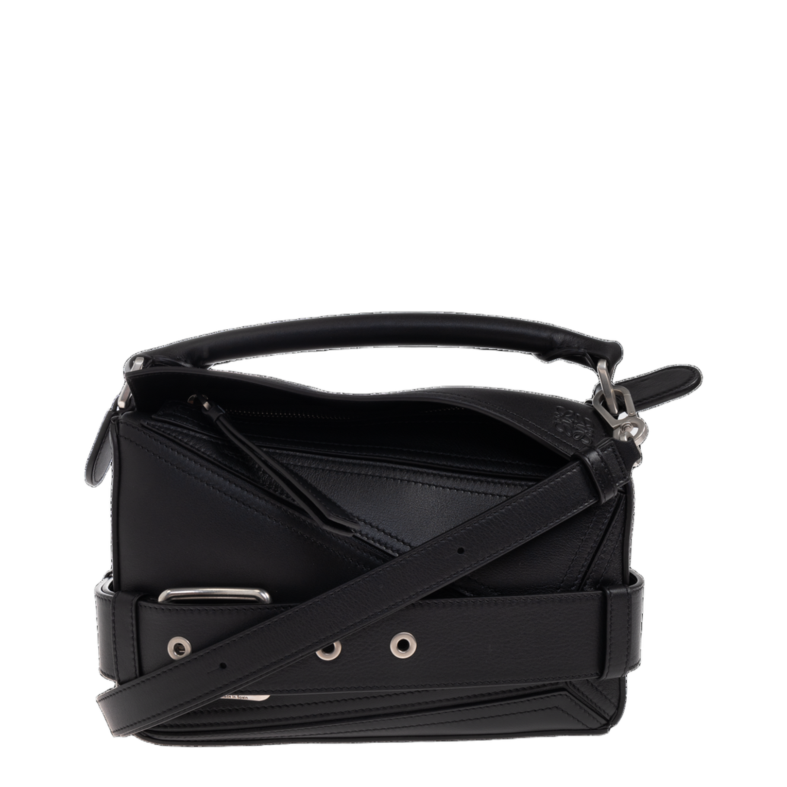 Puzzle Biker Small Leather Shoulder Bags - Black - Image 1