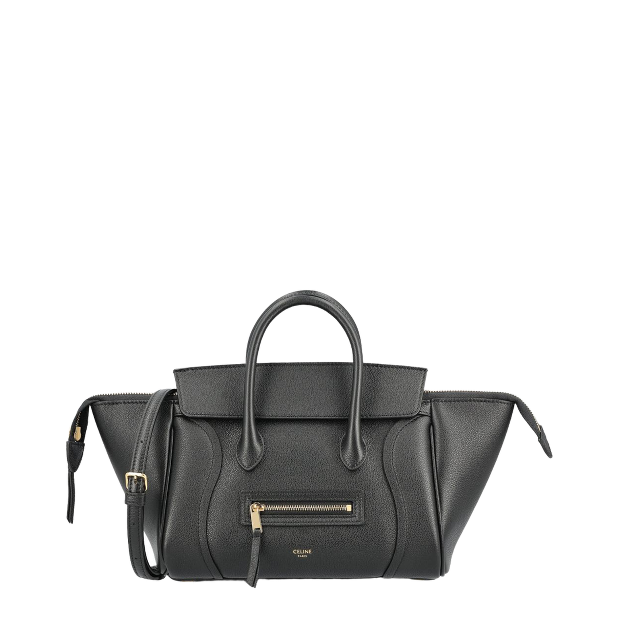 Luggage Small Calfskin Top Handle Bag - Black - Image 1