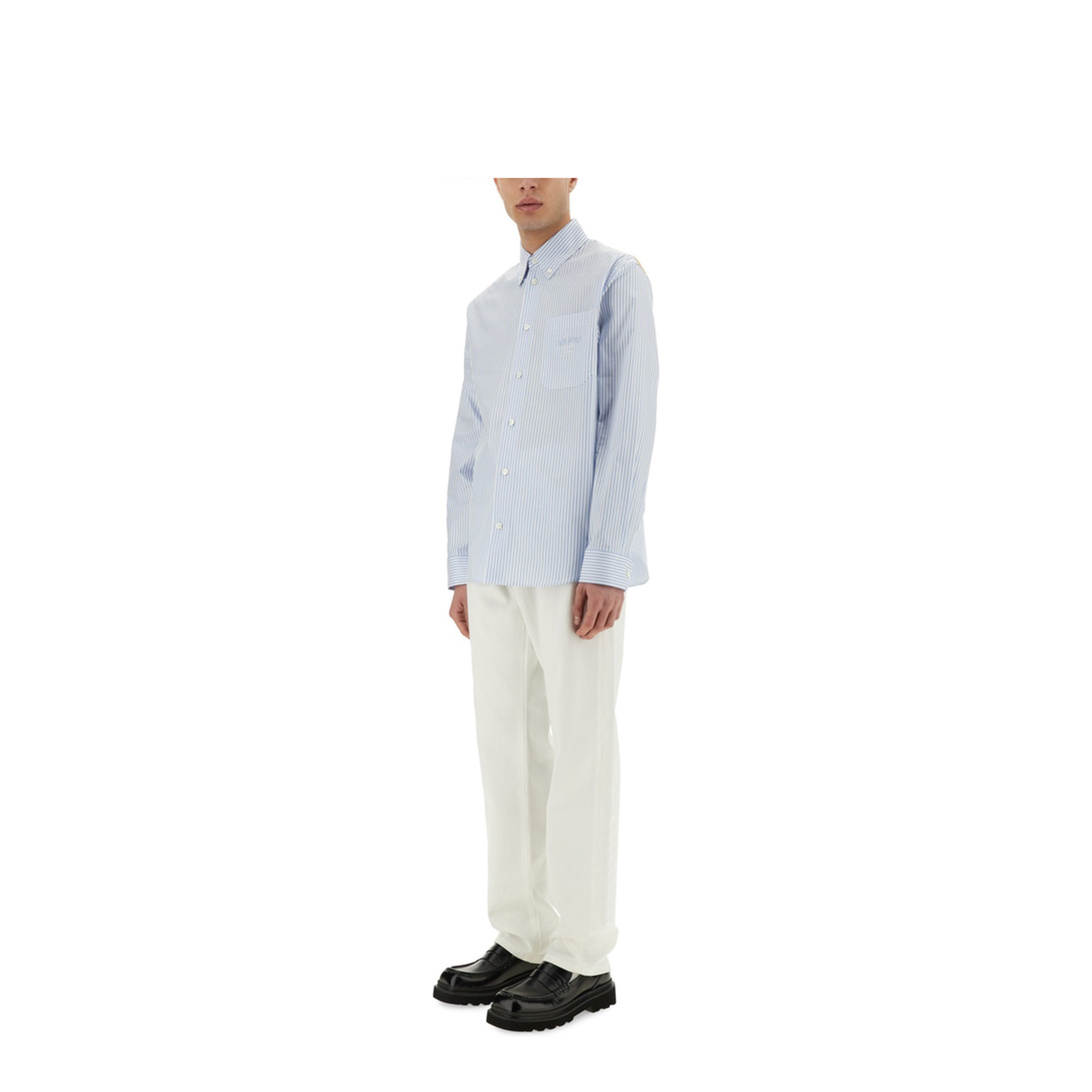 Striped Shirt With Silk Printed Insert - Image 2