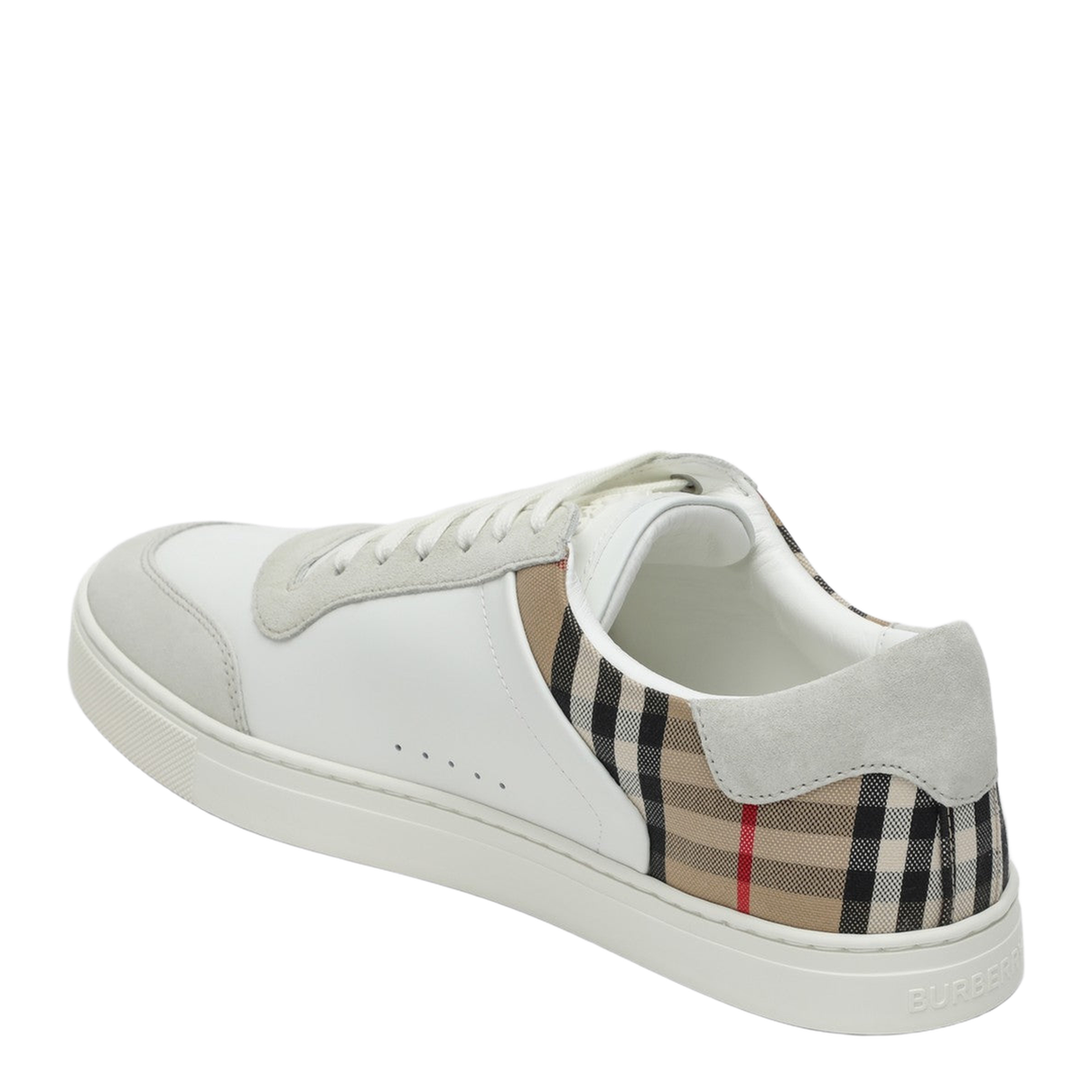 White and Check Leather Sneakers - Image 2