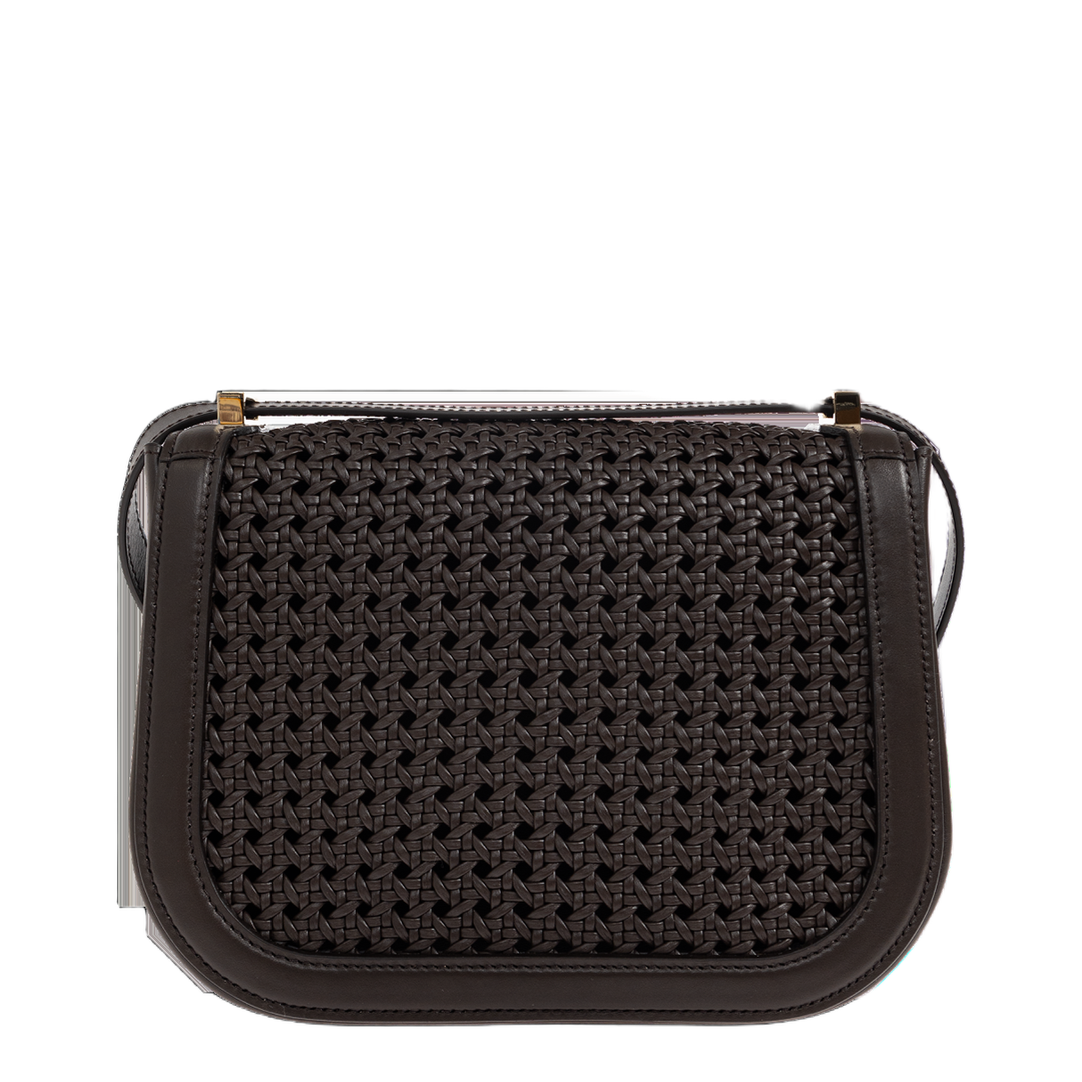 Double Gancini XS Woven Calfskin Crossbody Bag - Testa Di Moro - Image 3