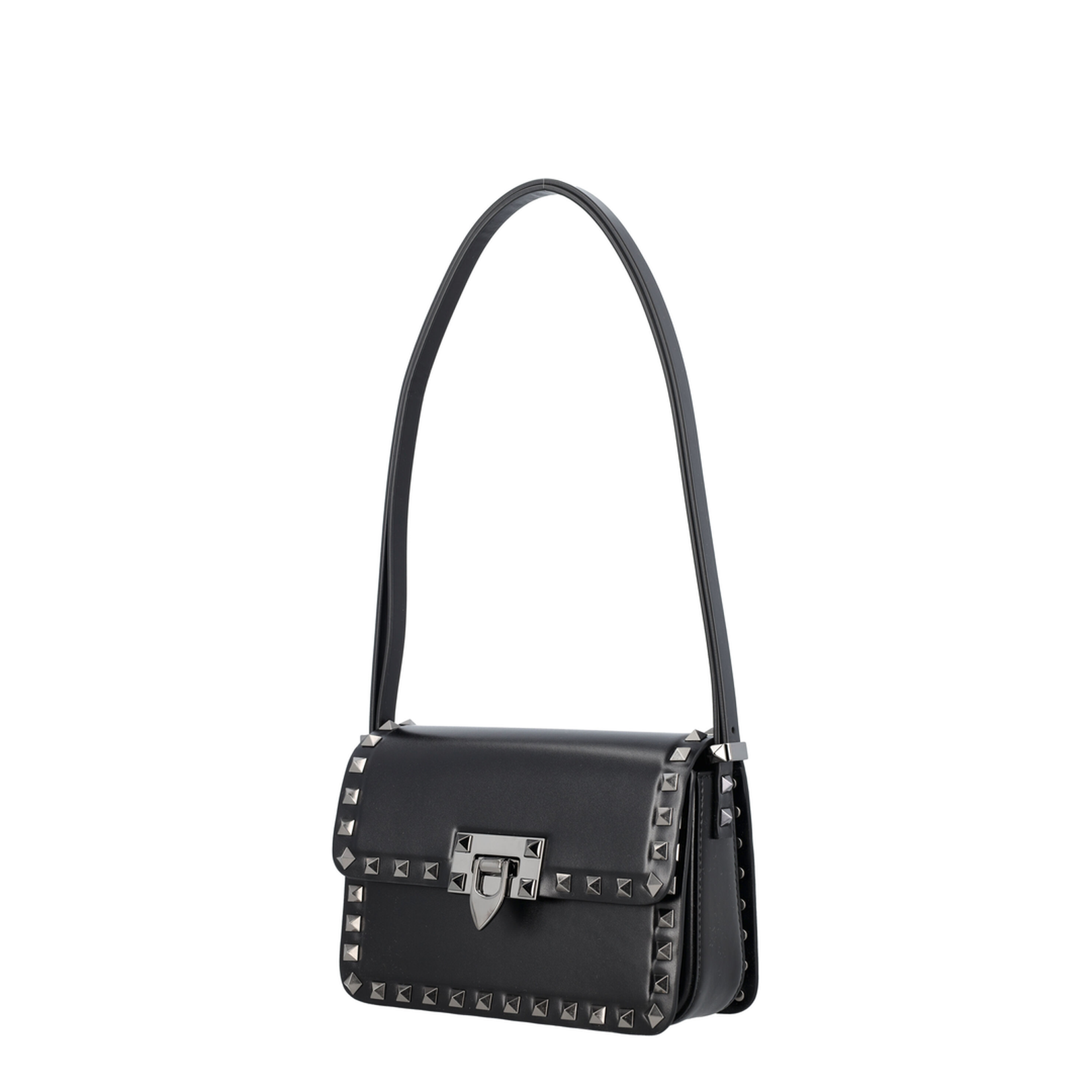 Rockstud Small Calfskin Shoulder Bag - Black - Image 3